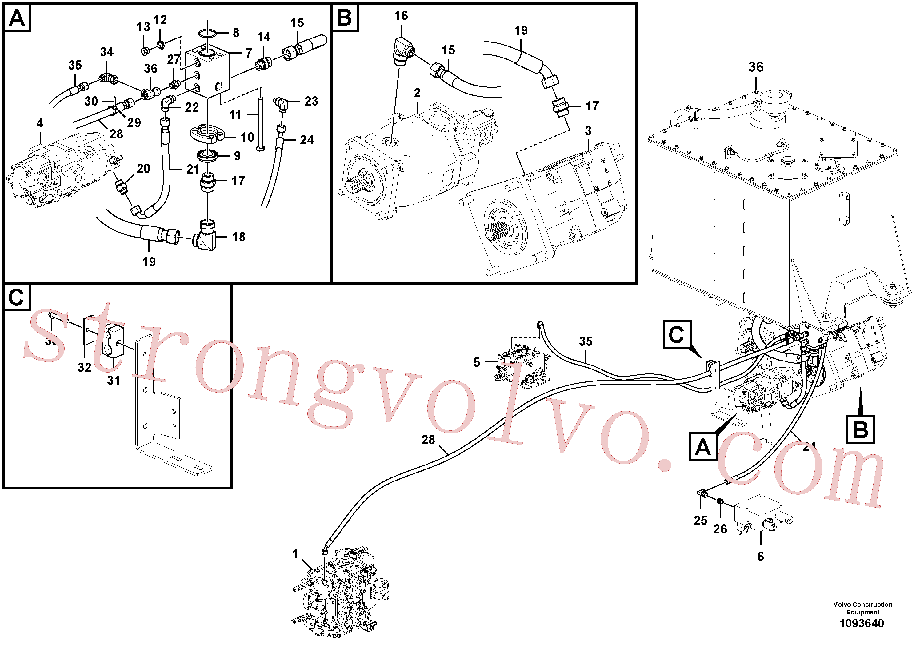 VOE15081961 Volvo Linhas sensoras de carga e de fuga(1093640 Montagem)
