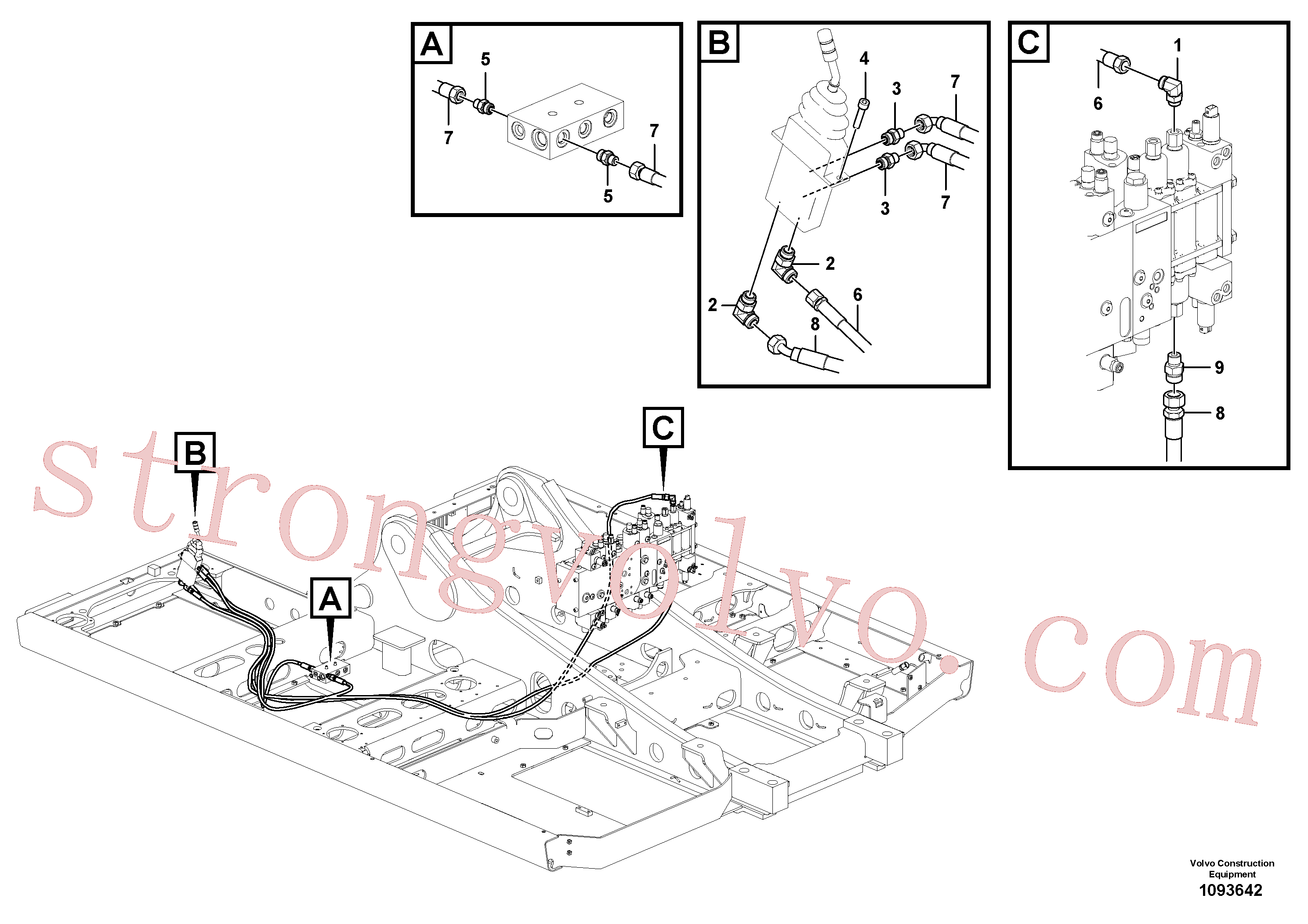 VOE938282 Volvo Sistema servomotor, lâmina de terraplanagem(1093642 Montagem)