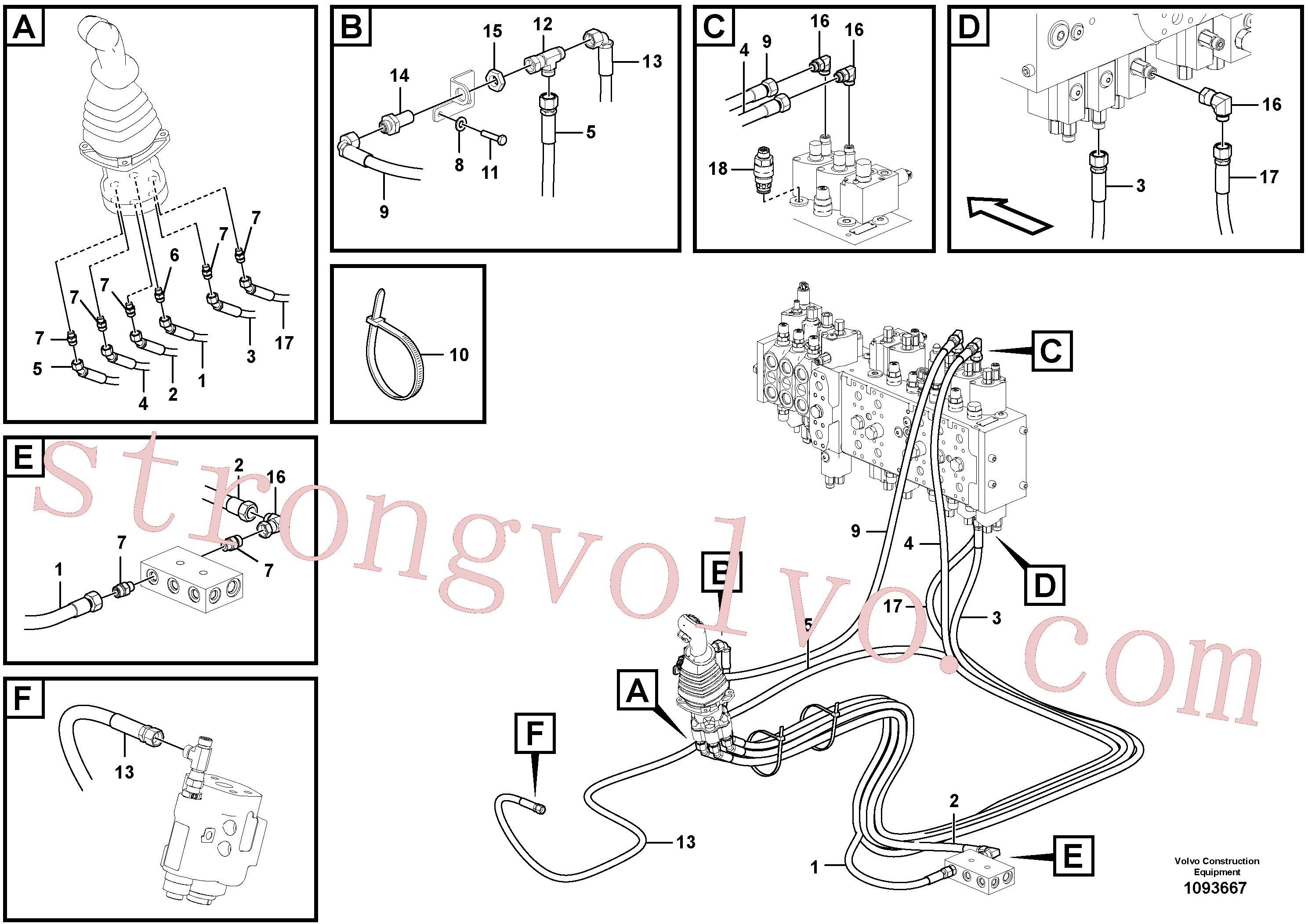 VOE937219 Volvo Sistema servomotor, válvula de comando para válvula de comando à distância(1093667 Montagem)