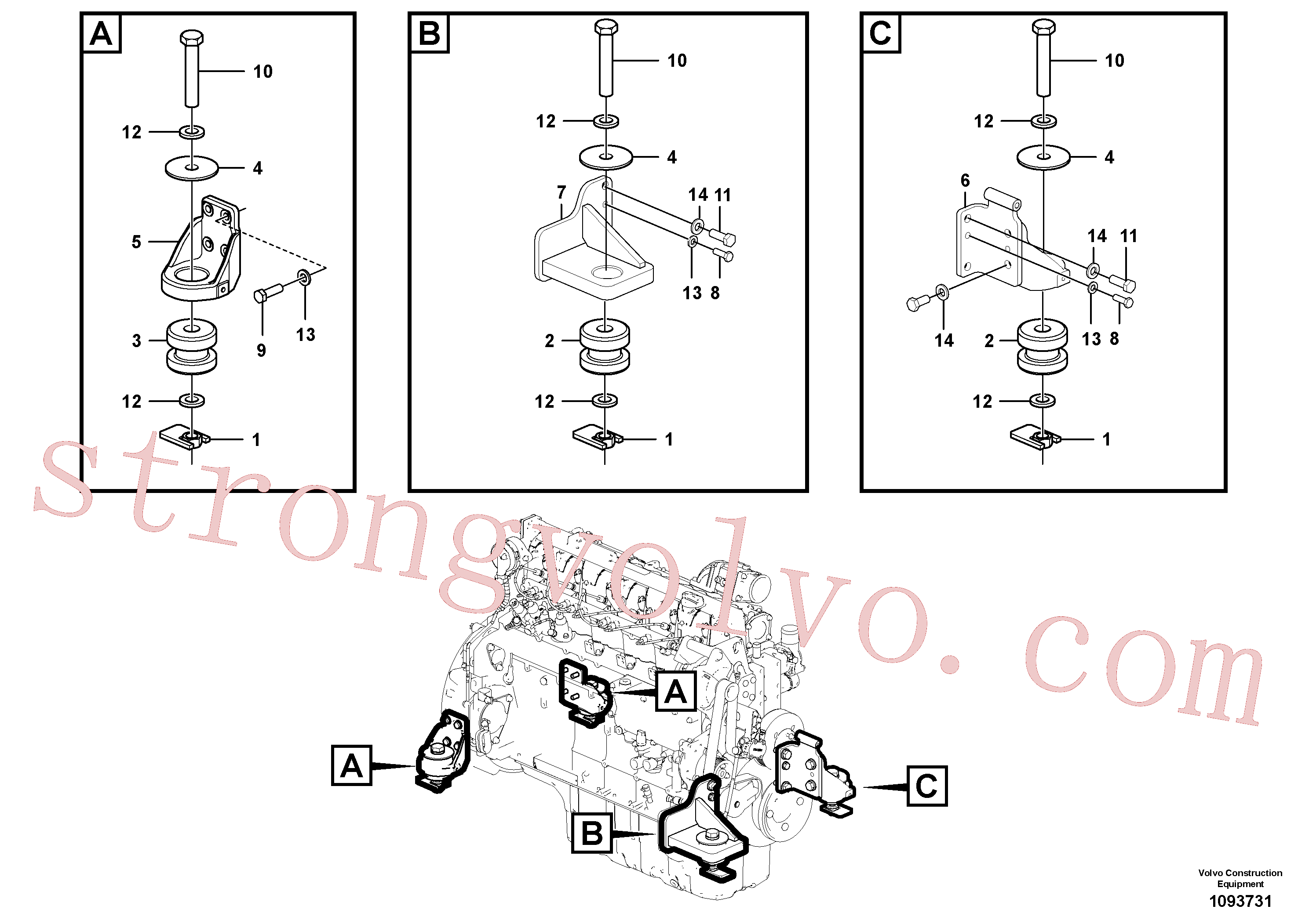 VOE60110289 Volvo Suporte do motor(1093731 Montagem)