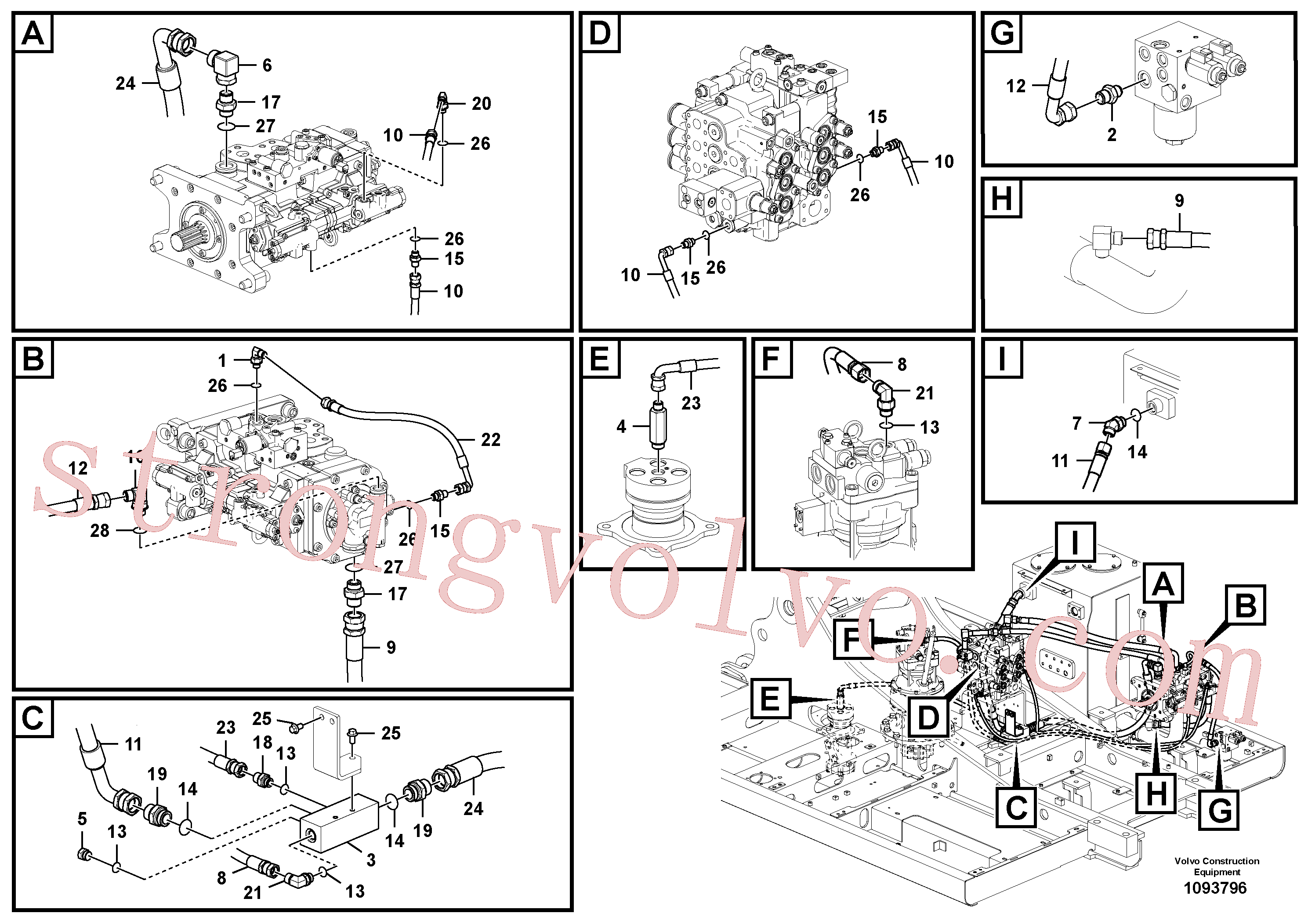 VOE14883806 Volvo Sistema servomotor, suporte do filtro e tubagem da bomba(1093796 Montagem)