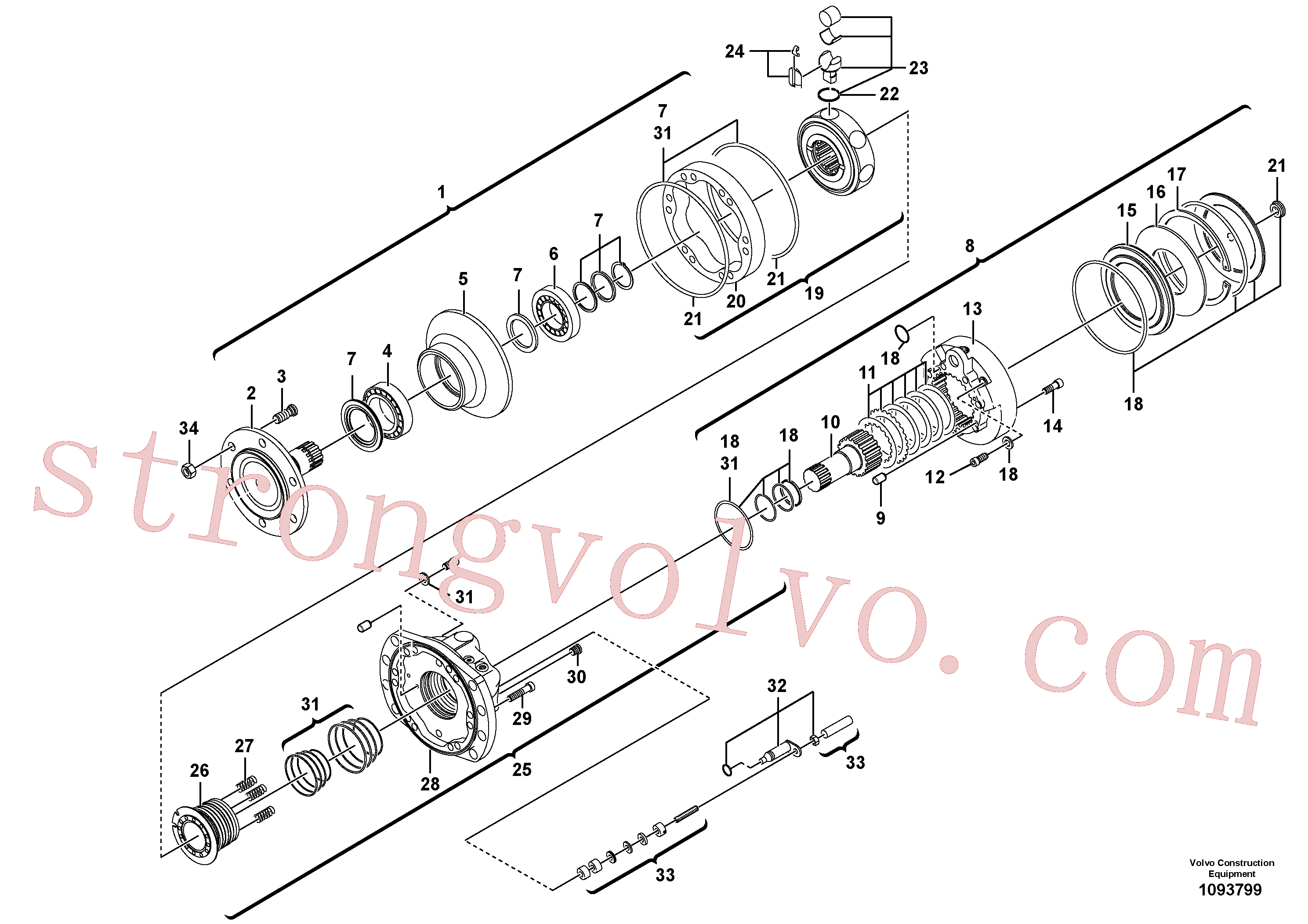 VOE14527077 Volvo Motor hidráulico(1093799 Montagem)