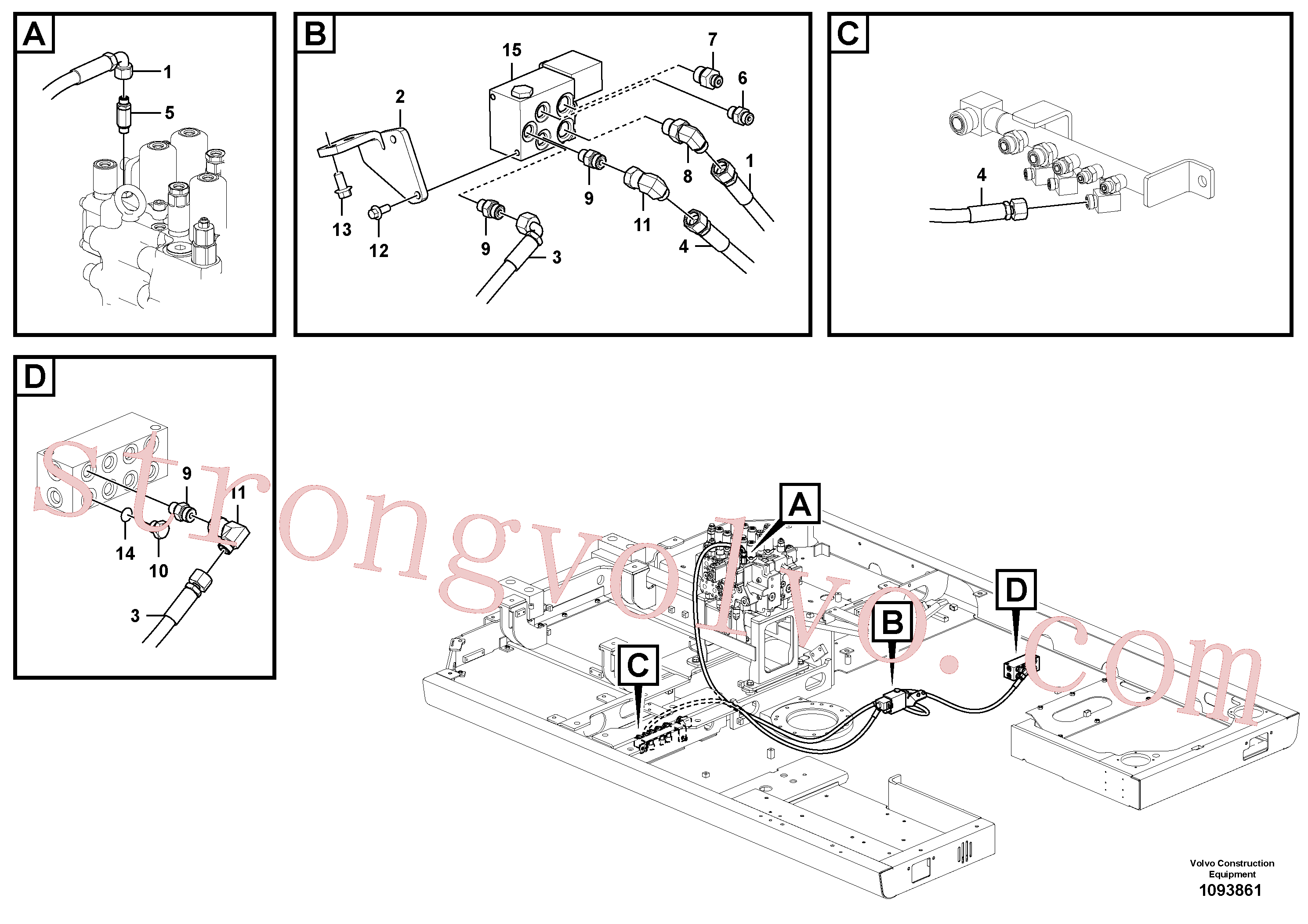 VOE935083 Volvo Hidráulica de serviço, encaixe rápido na estrutura superior(1093861 Montagem)