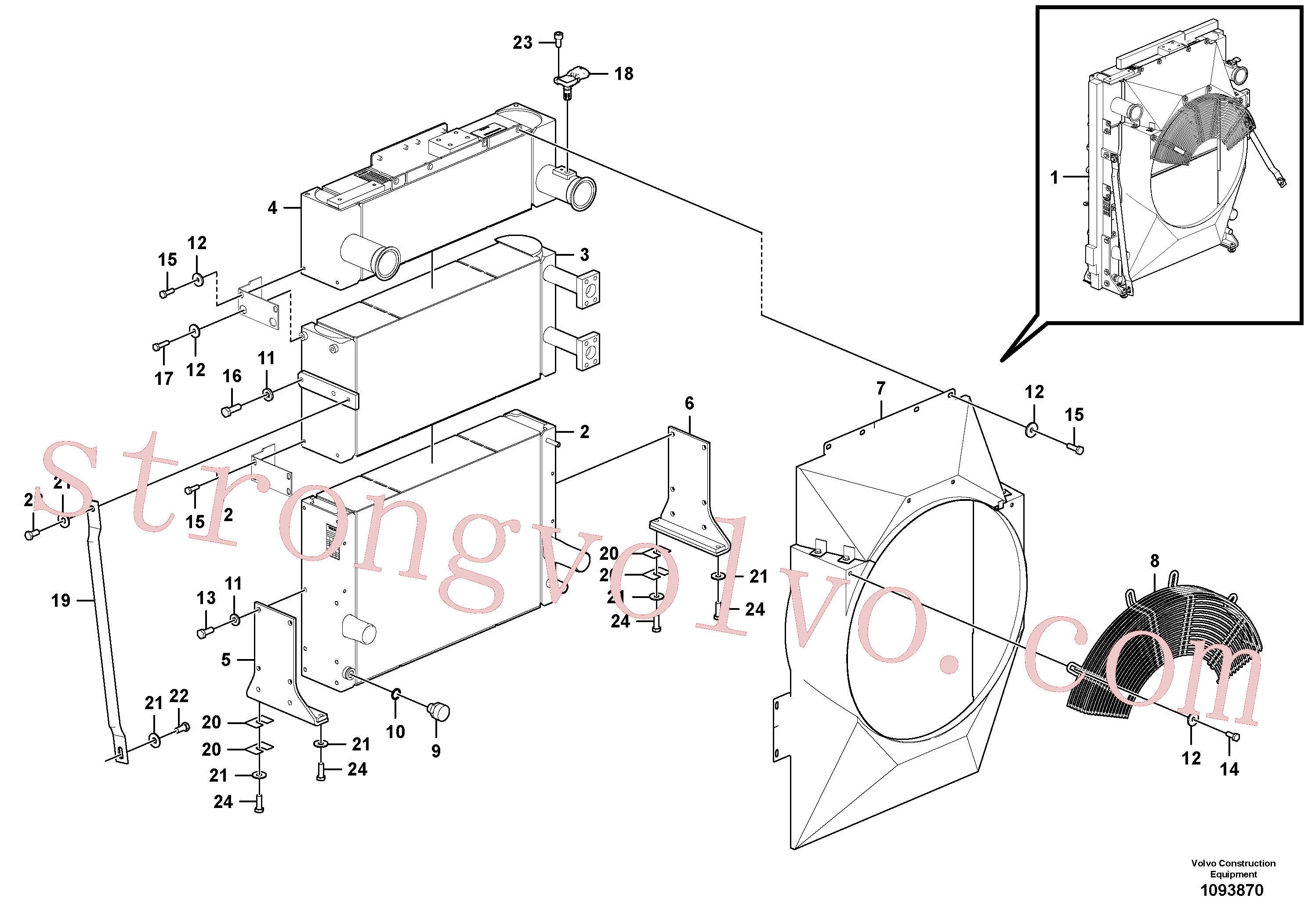 VOE14527372 Volvo Radiador com acessórios(1093870 Montagem)