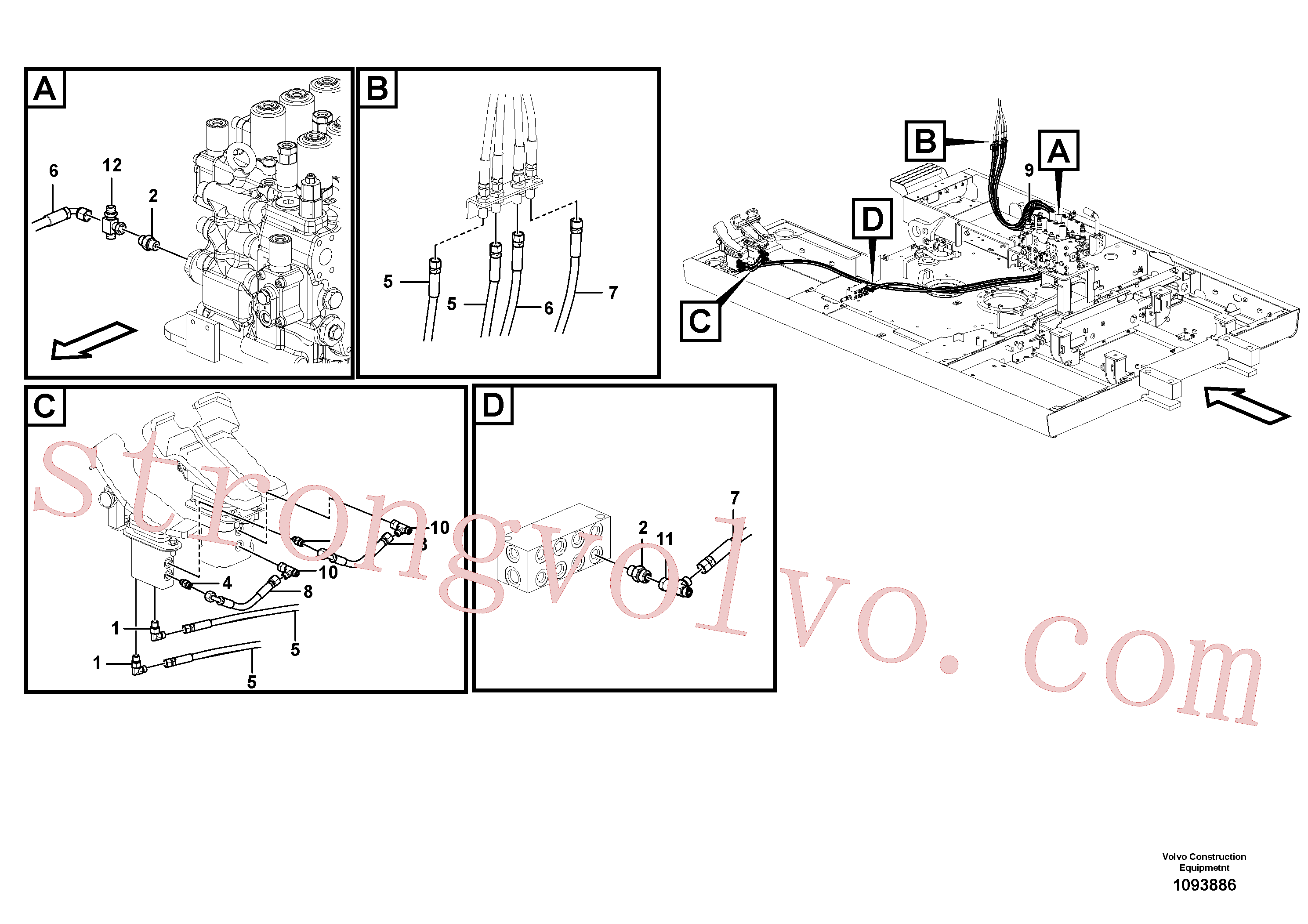 VOE15174341 Volvo Hidráulica de serviço, lança ajustável para topo(1093886 Montagem)