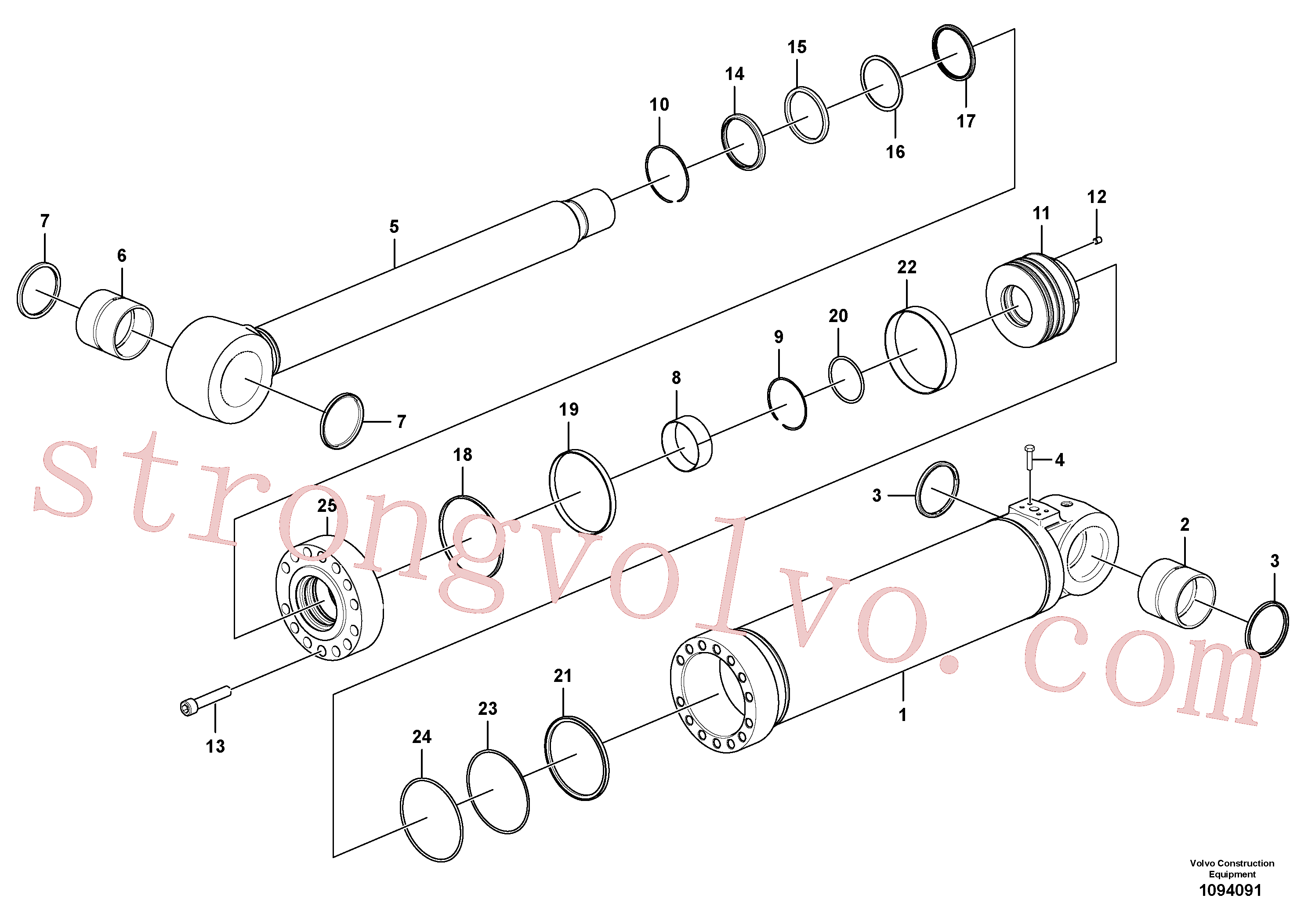 VOE14727026 Volvo Cilindro da lança, 2º ajustável(1094091 Montagem)