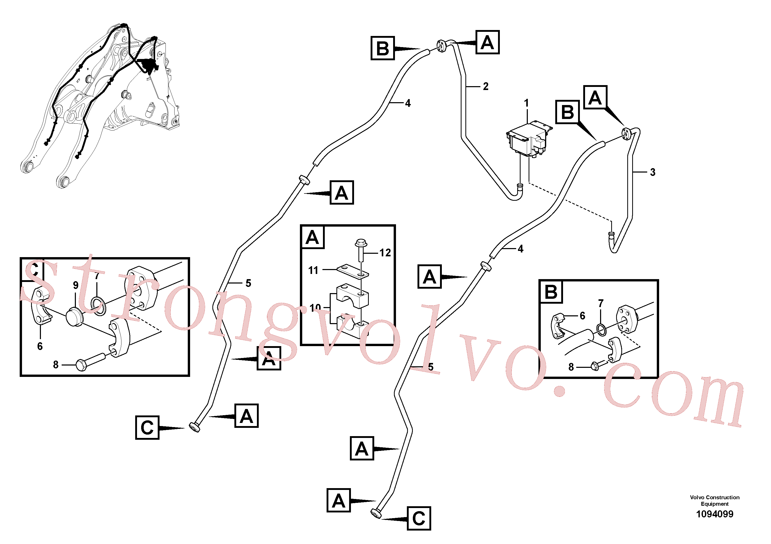 VOE60113240 Volvo Linhas de pressão, 3ª função(1094099 Montagem)