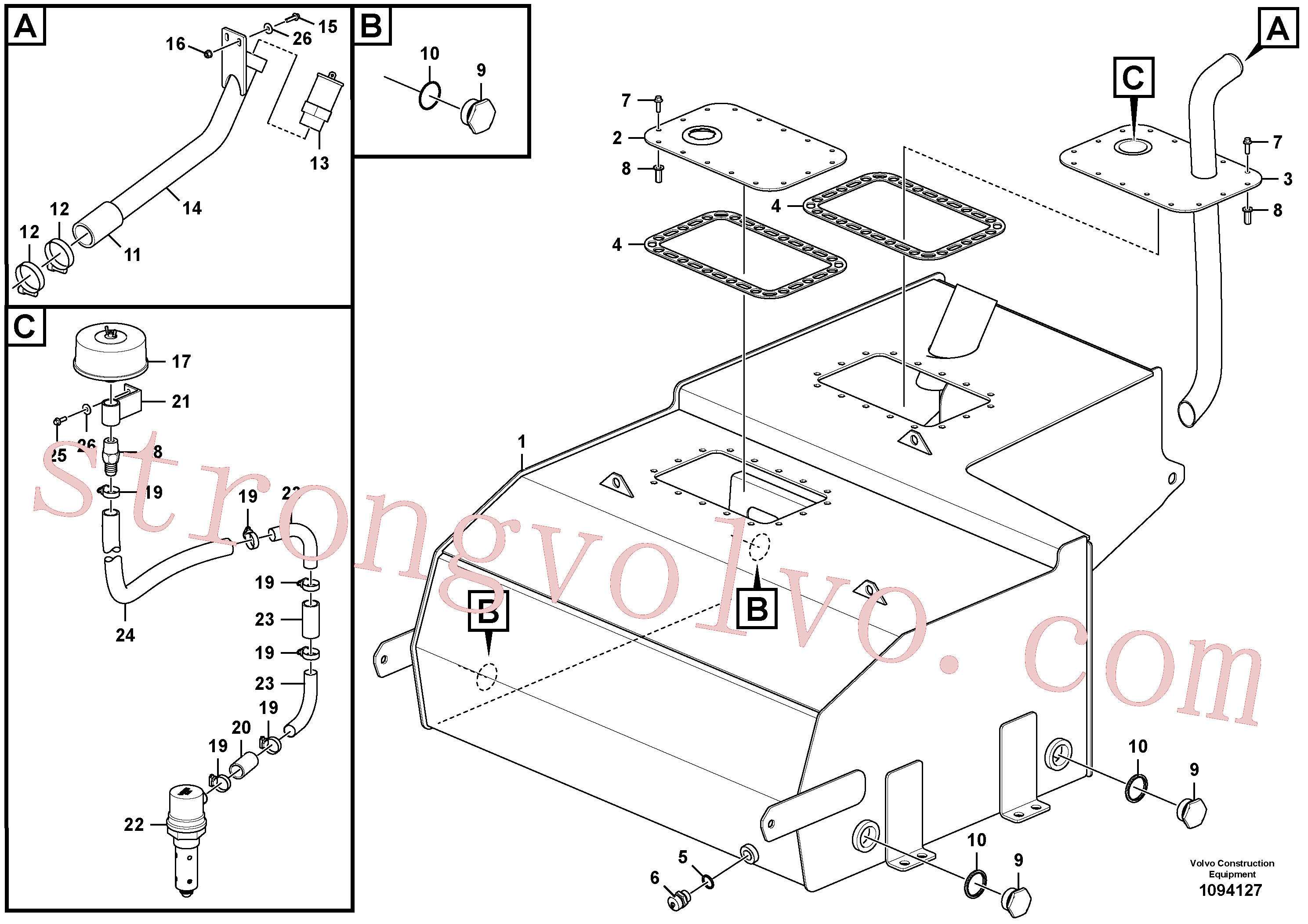 VOE60112196 Volvo Depósito de combustível(1094127 Montagem)