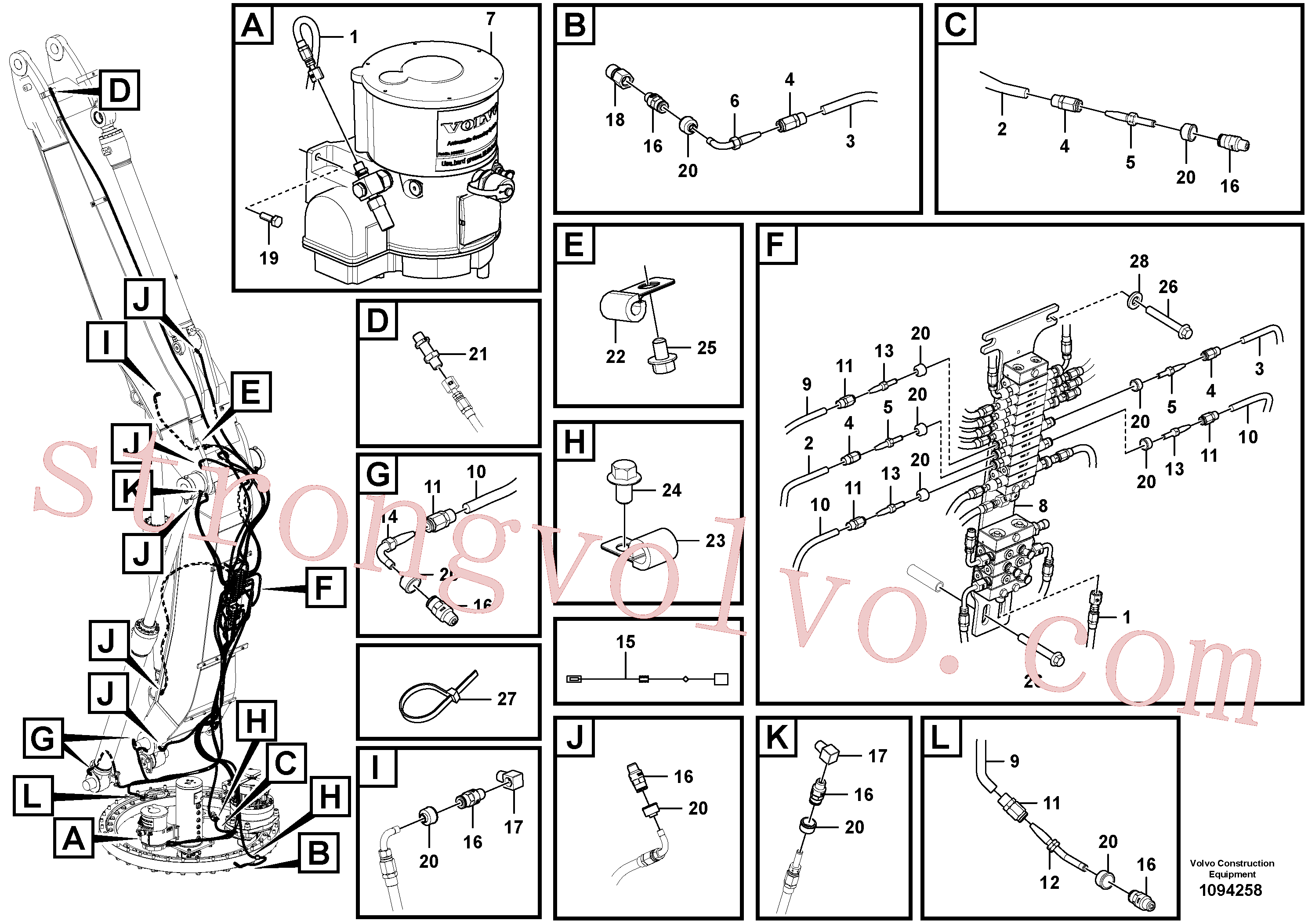VOE60110347 Volvo Sistema de lubrificação automático, lança(1094258 Montagem)