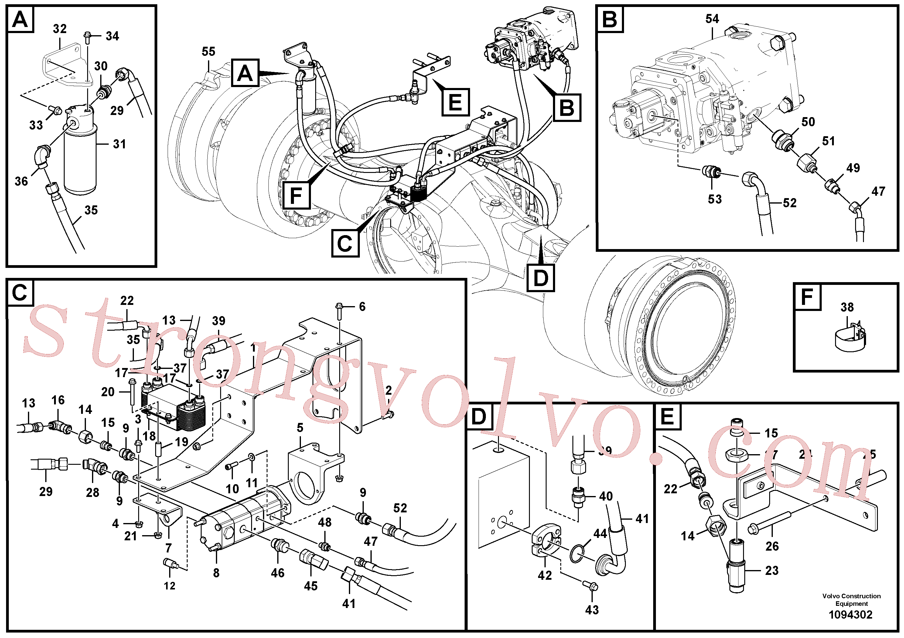 VOE15031890 Volvo Sistema de refrigeração do travão: linhas traseiras(1094302 Montagem)