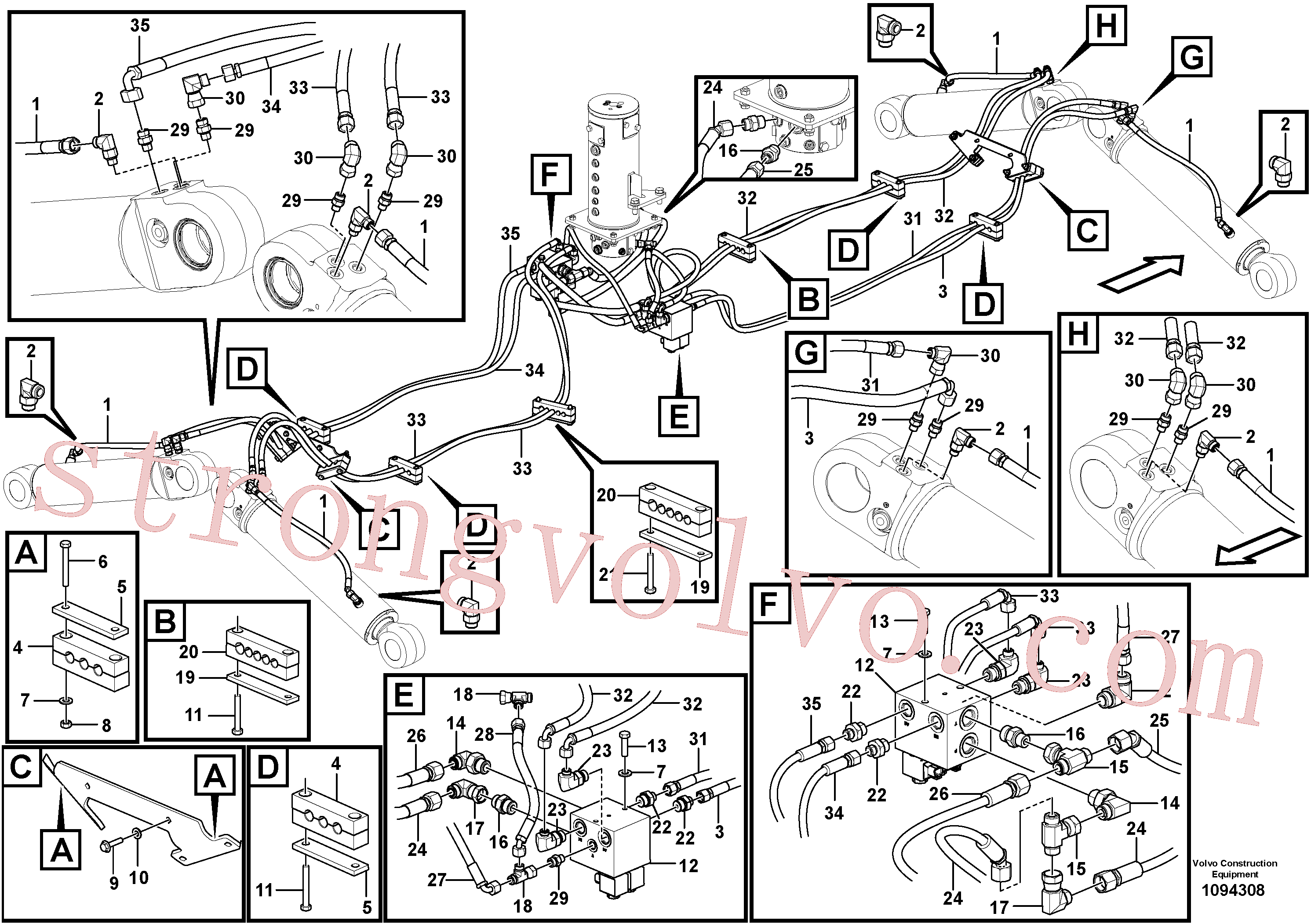 VOE15080635 Volvo Hidráulica de serviço, extensor dianteiro e traseiro(1094308 Montagem)