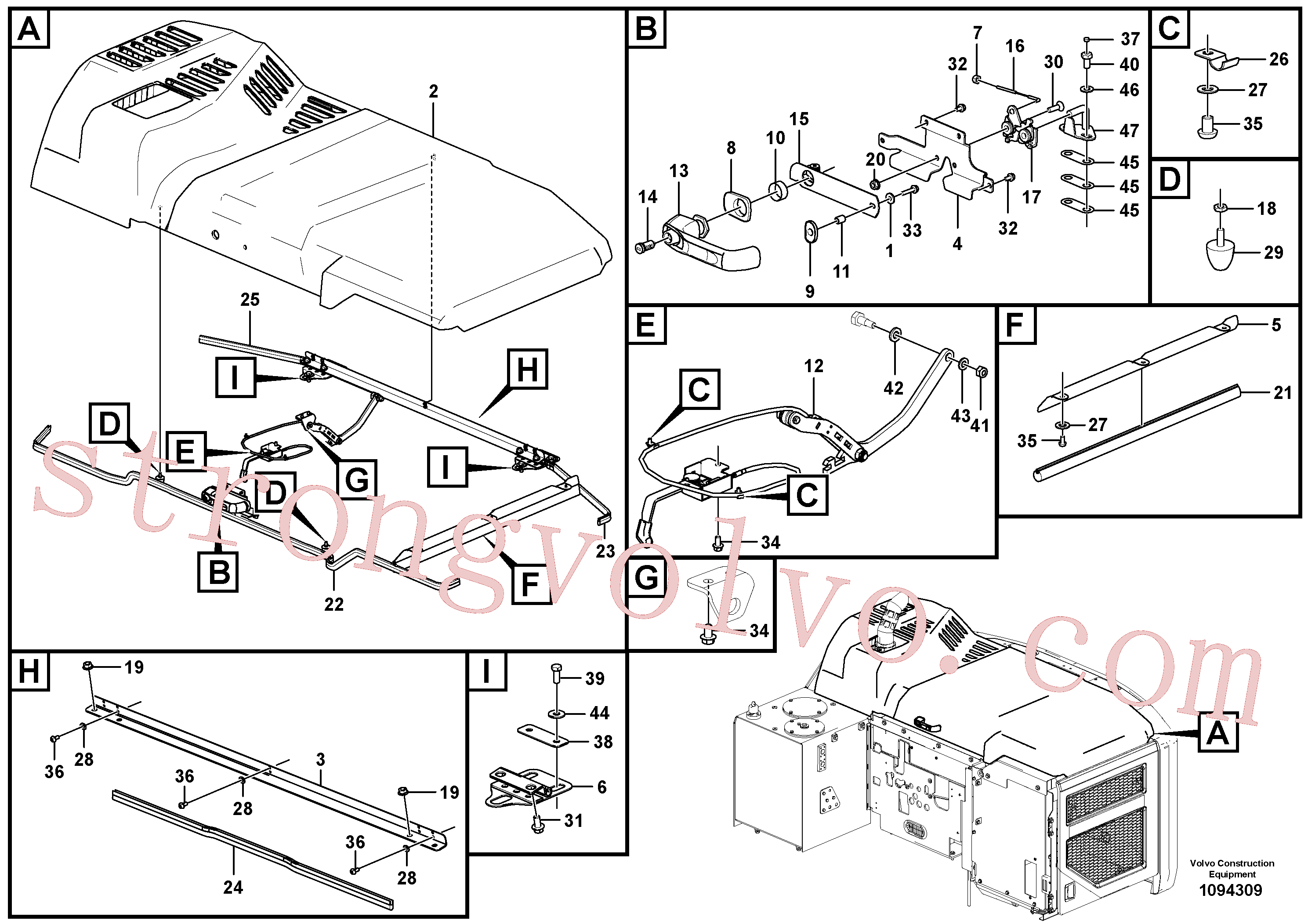 VOE997400 Volvo Capot do motor(1094309 Montagem)