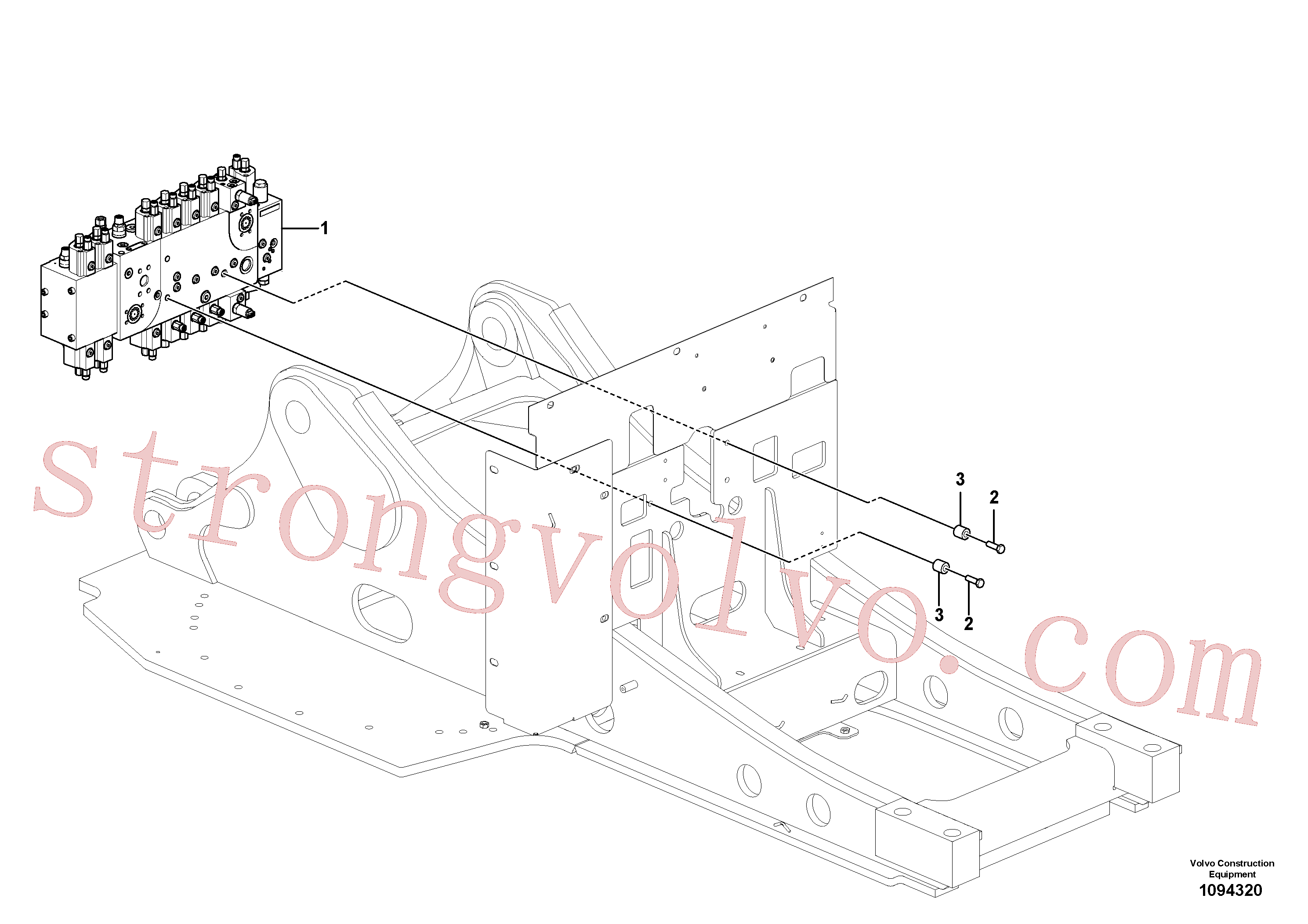 VOE60110381 Volvo Válvula de comando com acessórios.(1094320 Montagem)