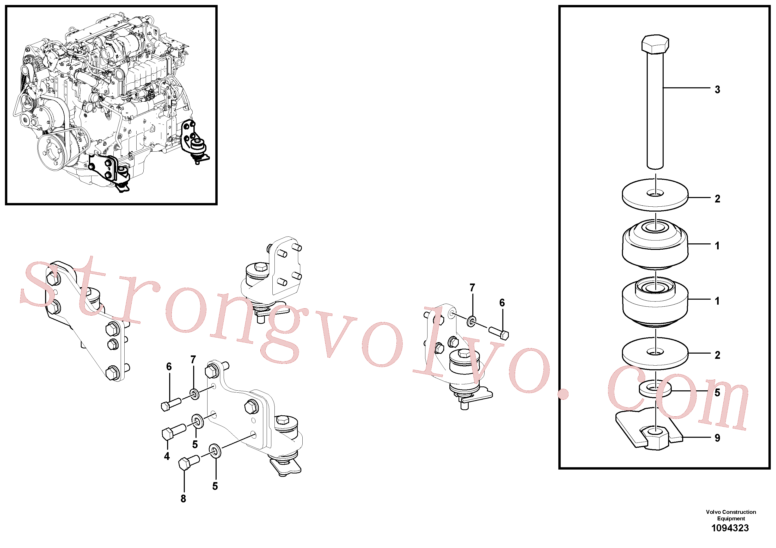 VOE60110347 Volvo Suporte do motor(1094323 Montagem)