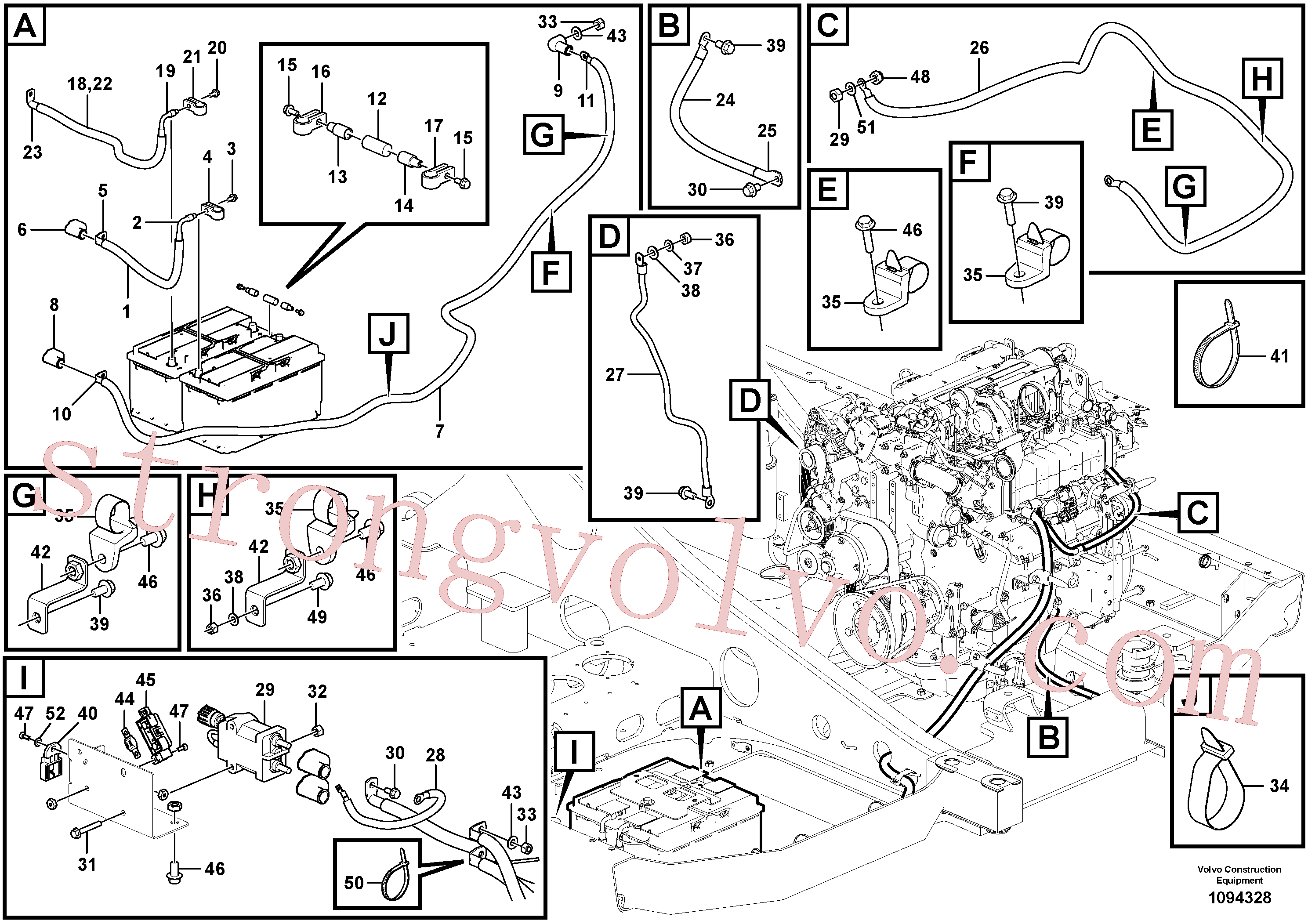 VOE60113258 Volvo Cabos, bateria(1094328 Montagem)