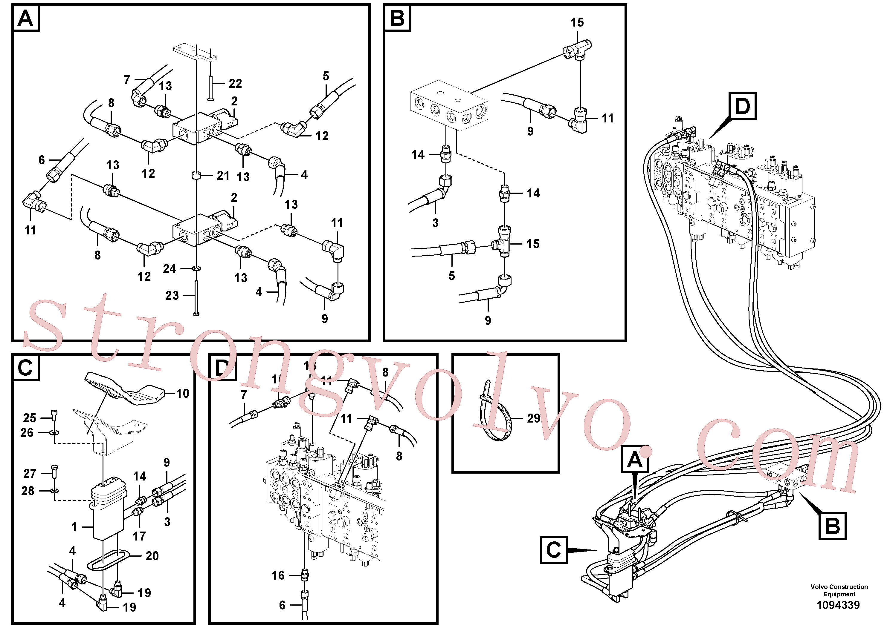 VOE14565159 Volvo Sistema servomotor, válvula de comando para pedal da válvula de comando(1094339 Montagem)