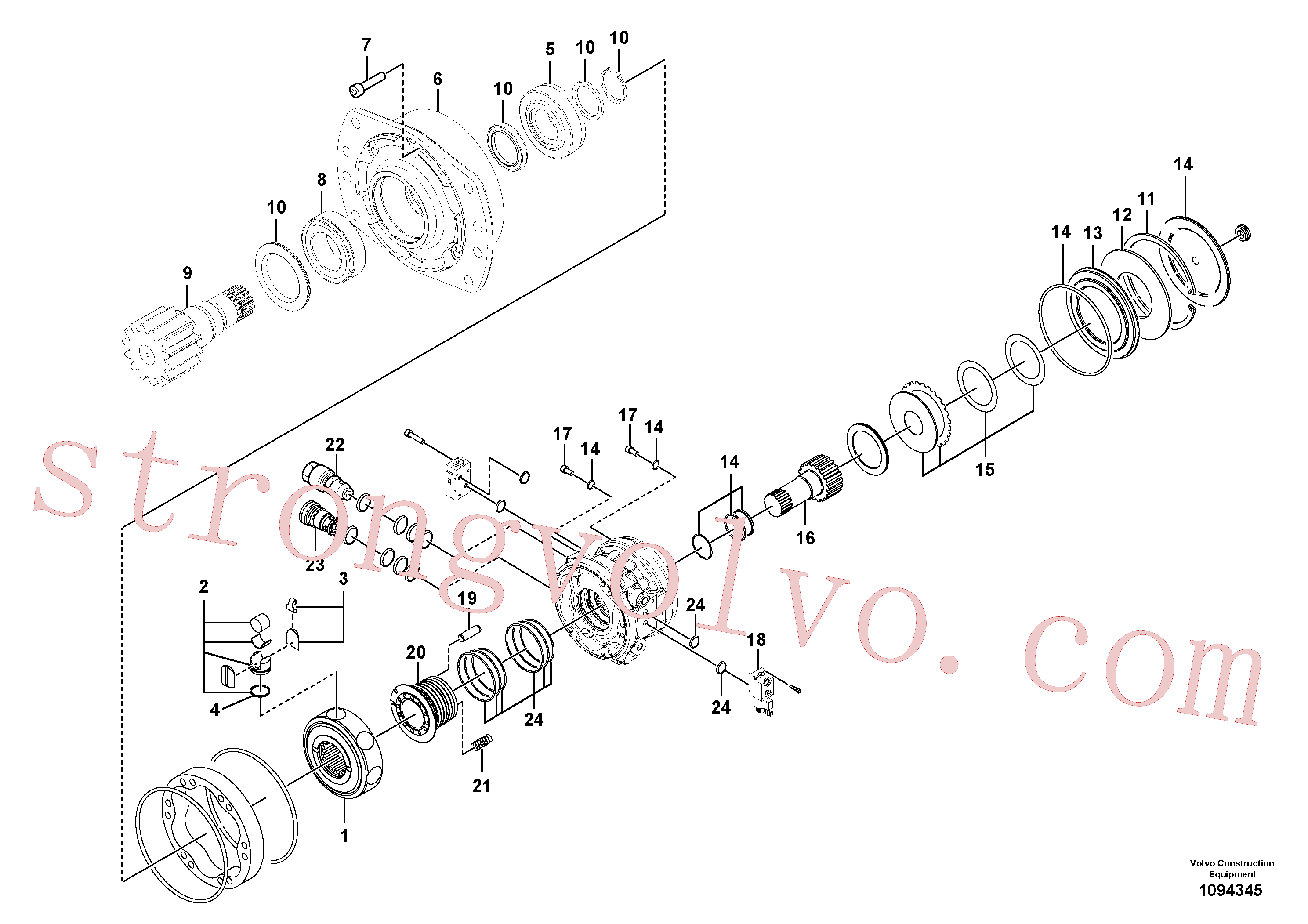 VOE17480396 Volvo Motor de rotação(1094345 Montagem)