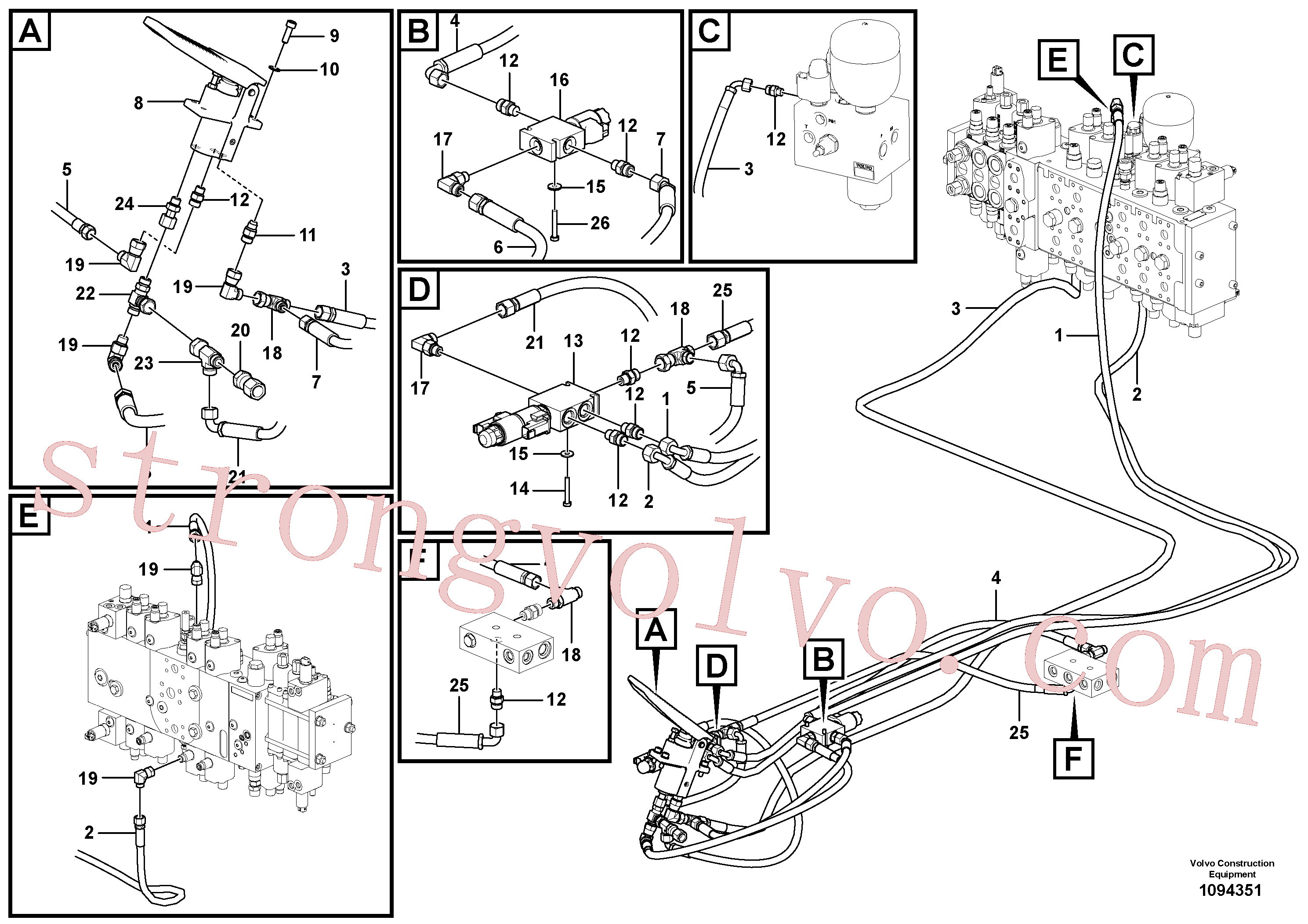 VOE997418 Volvo Sistema servomotor, válvula de comando para pedal da válvula de comando(1094351 Montagem)