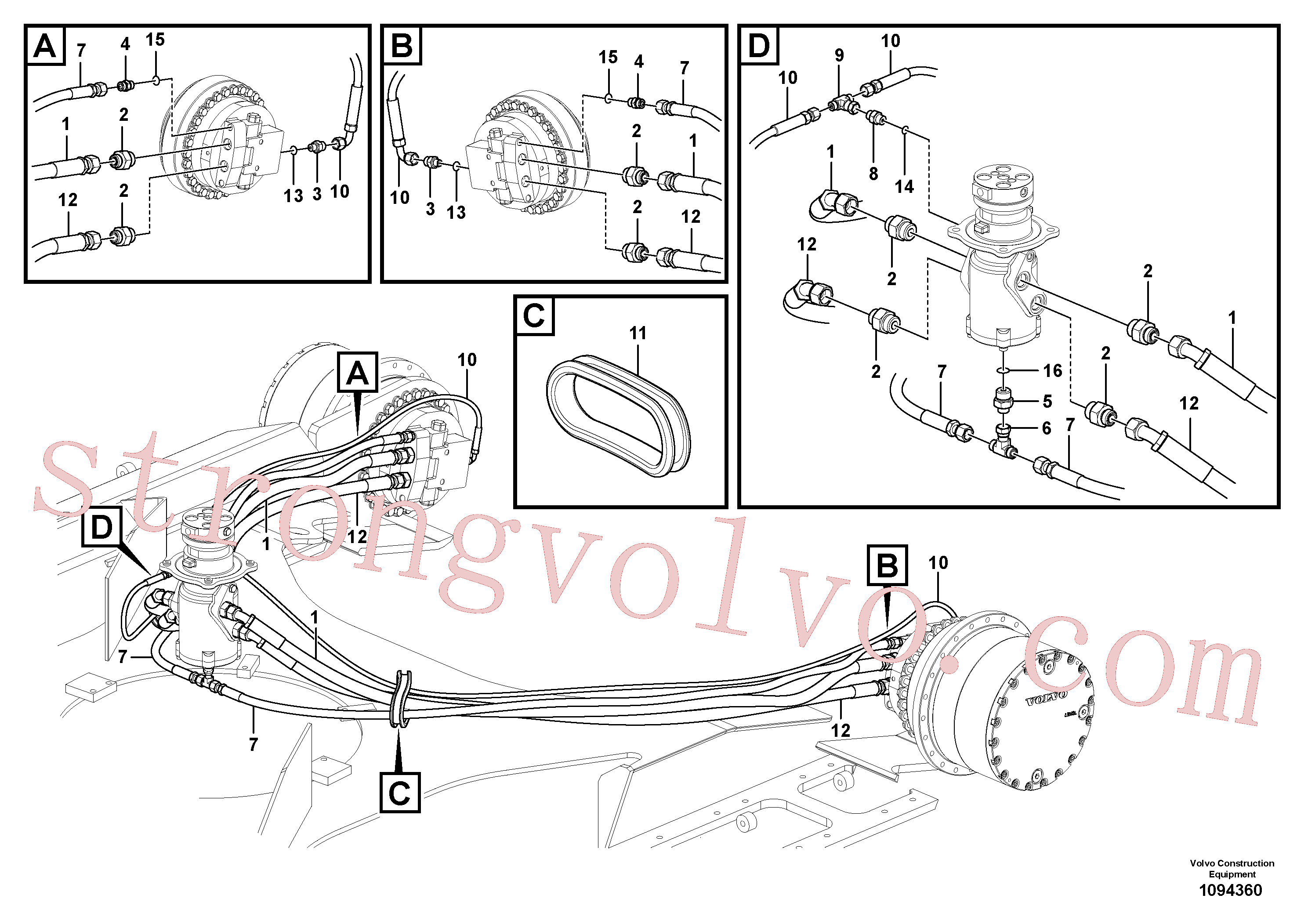 VOE937477 Volvo Linha da rótula, rótula ao motor de curso(1094360 Montagem)