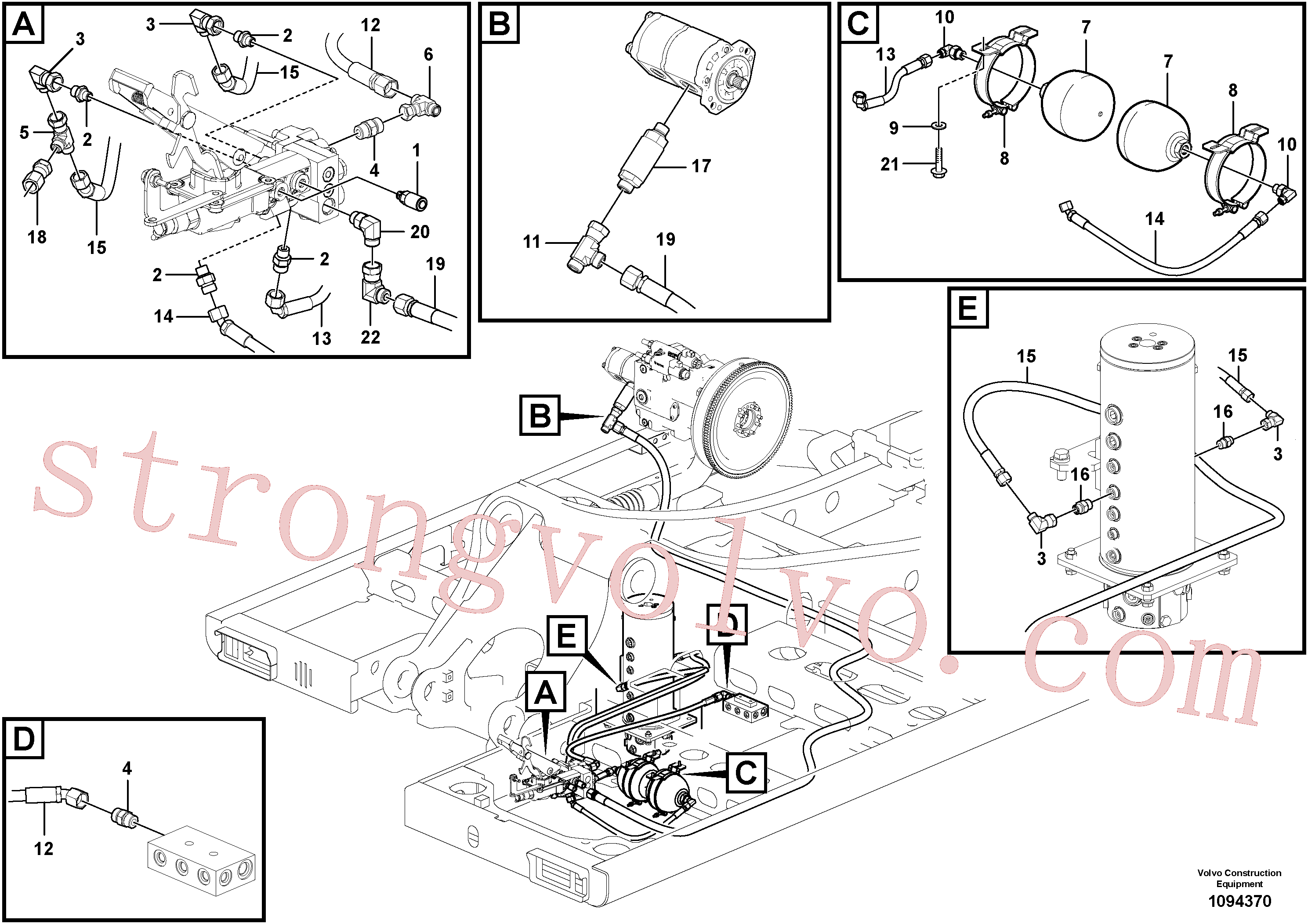 VOE15071828 Volvo Sistema hidráulico, linha de travão superior(1094370 Montagem)