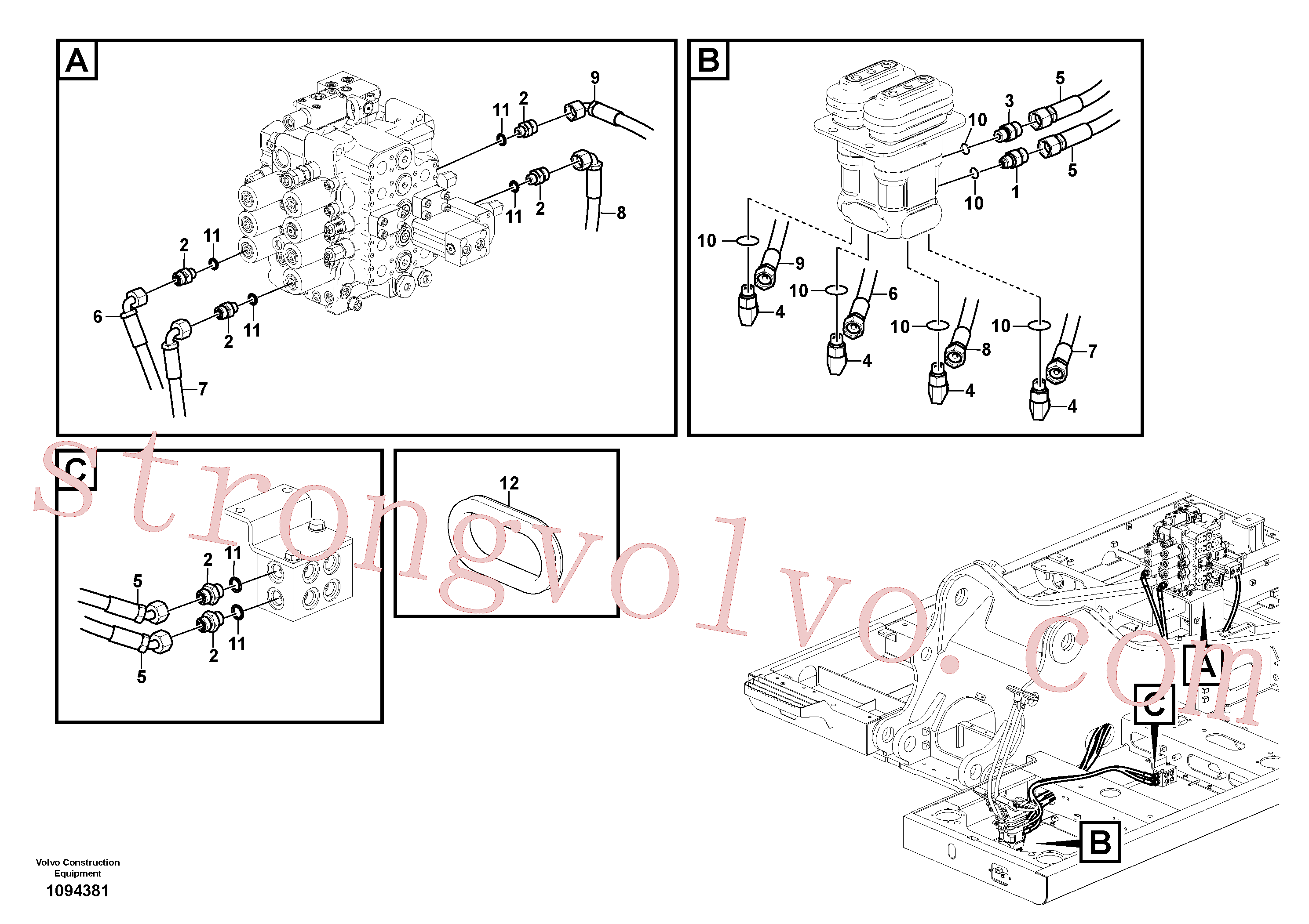 SA9453-03254 Volvo Sistema servomotor, válvula de comando para válvula solenóide(1094381 Montagem)