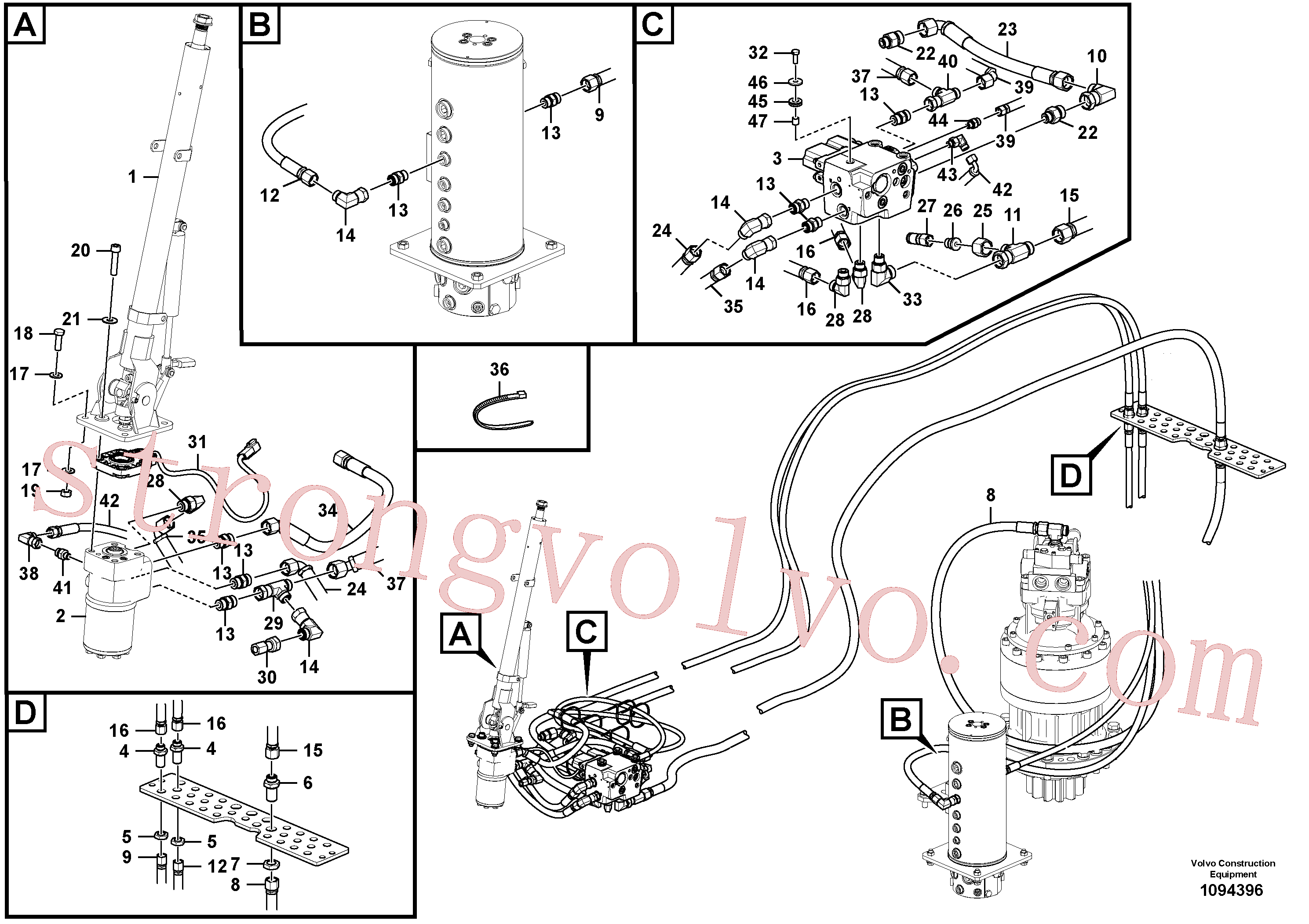 VOE937254 Volvo Sistema hidráulico, linha da direcção(1094396 Montagem)