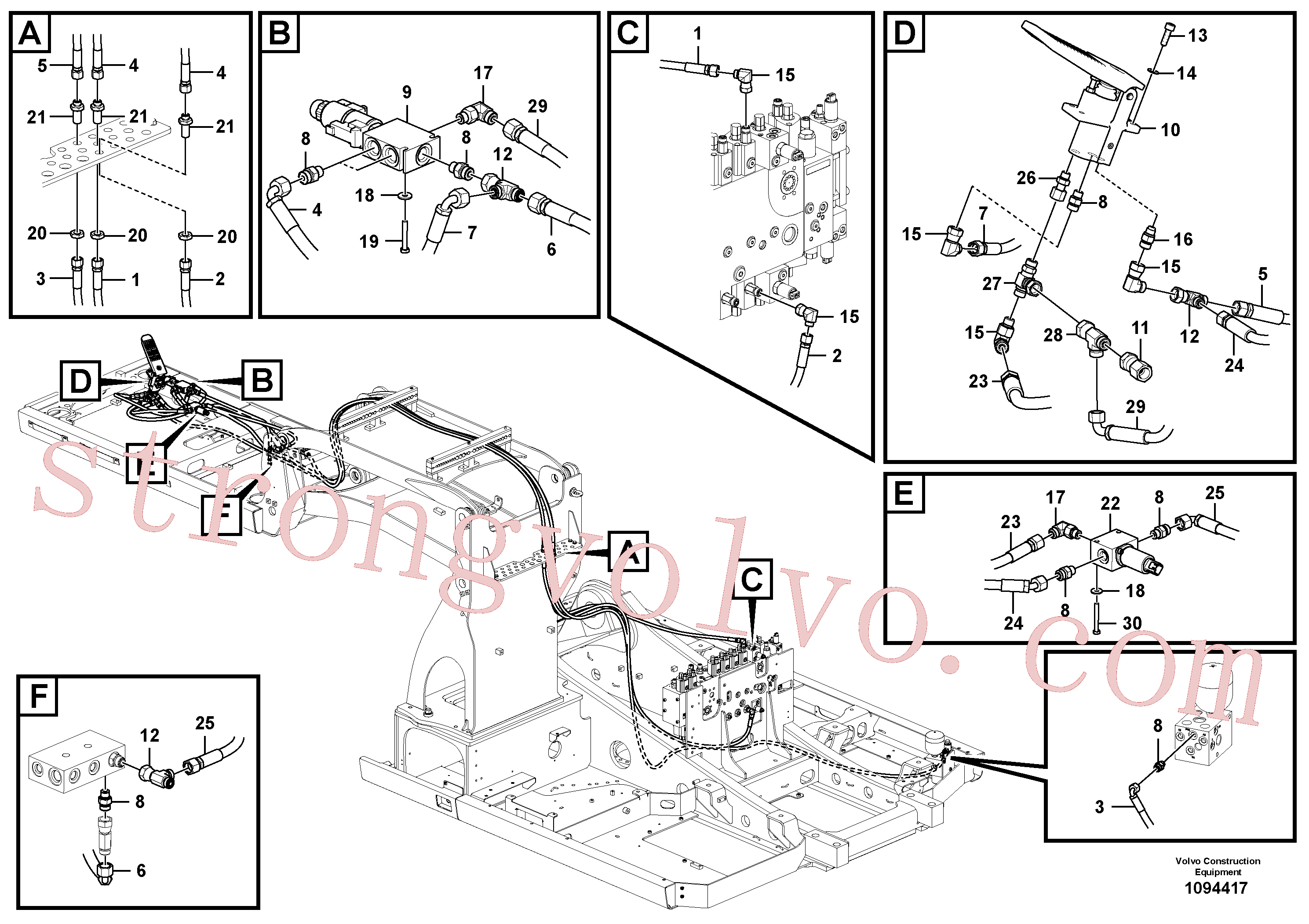 VOE937184 Volvo Sistema servomotor, válvula de comando para pedal da válvula de comando(1094417 Montagem)
