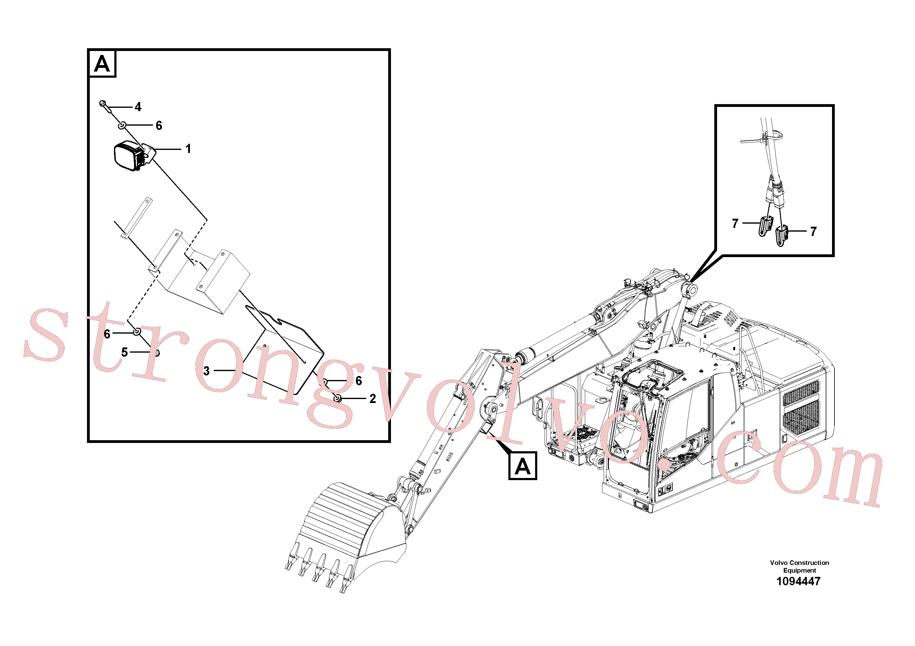 VOE60113258 Volvo Luzes de trabalho, extra(1094447 Montagem)