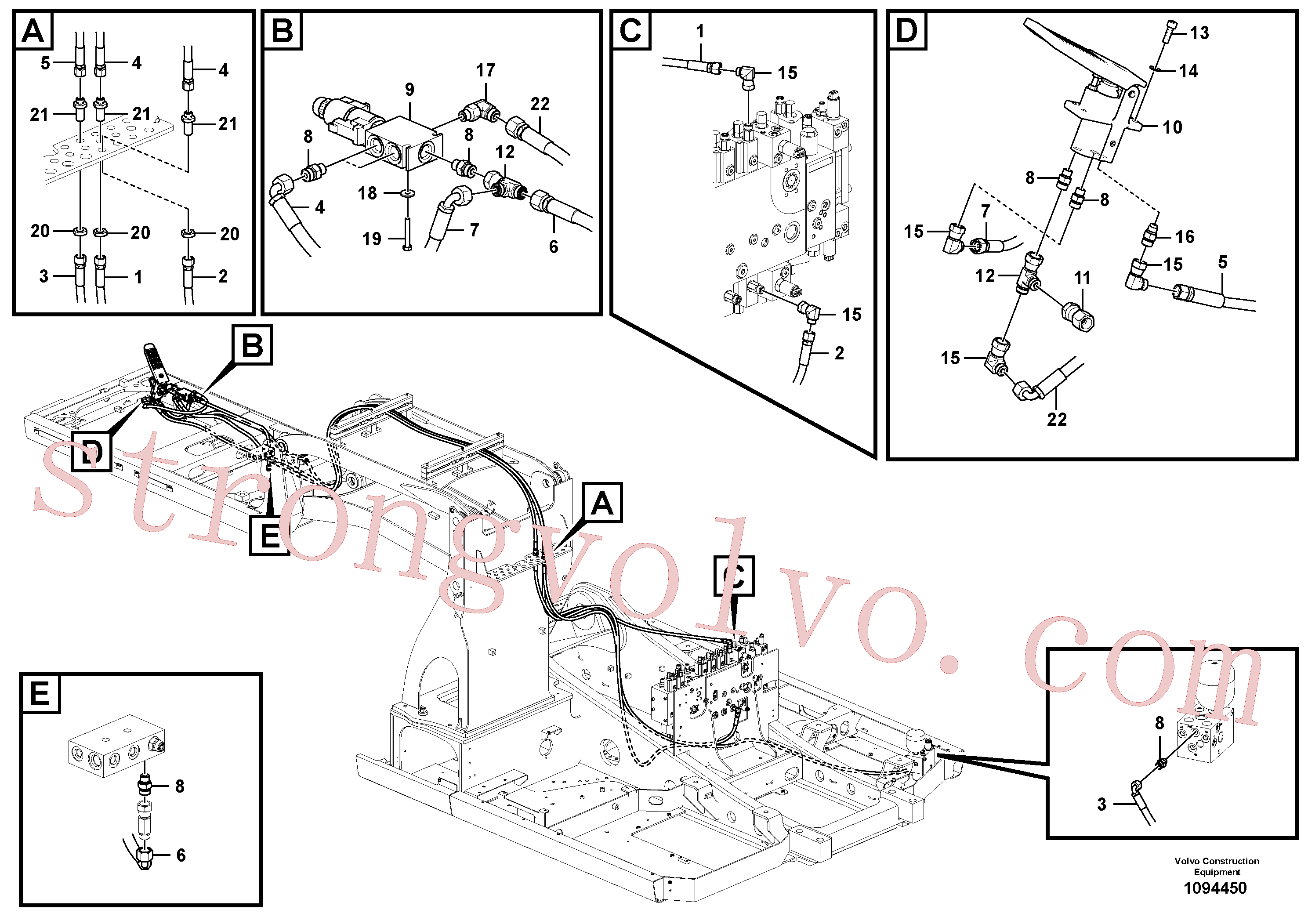 VOE937841 Volvo Sistema servomotor, válvula de comando para pedal da válvula de comando(1094450 Montagem)