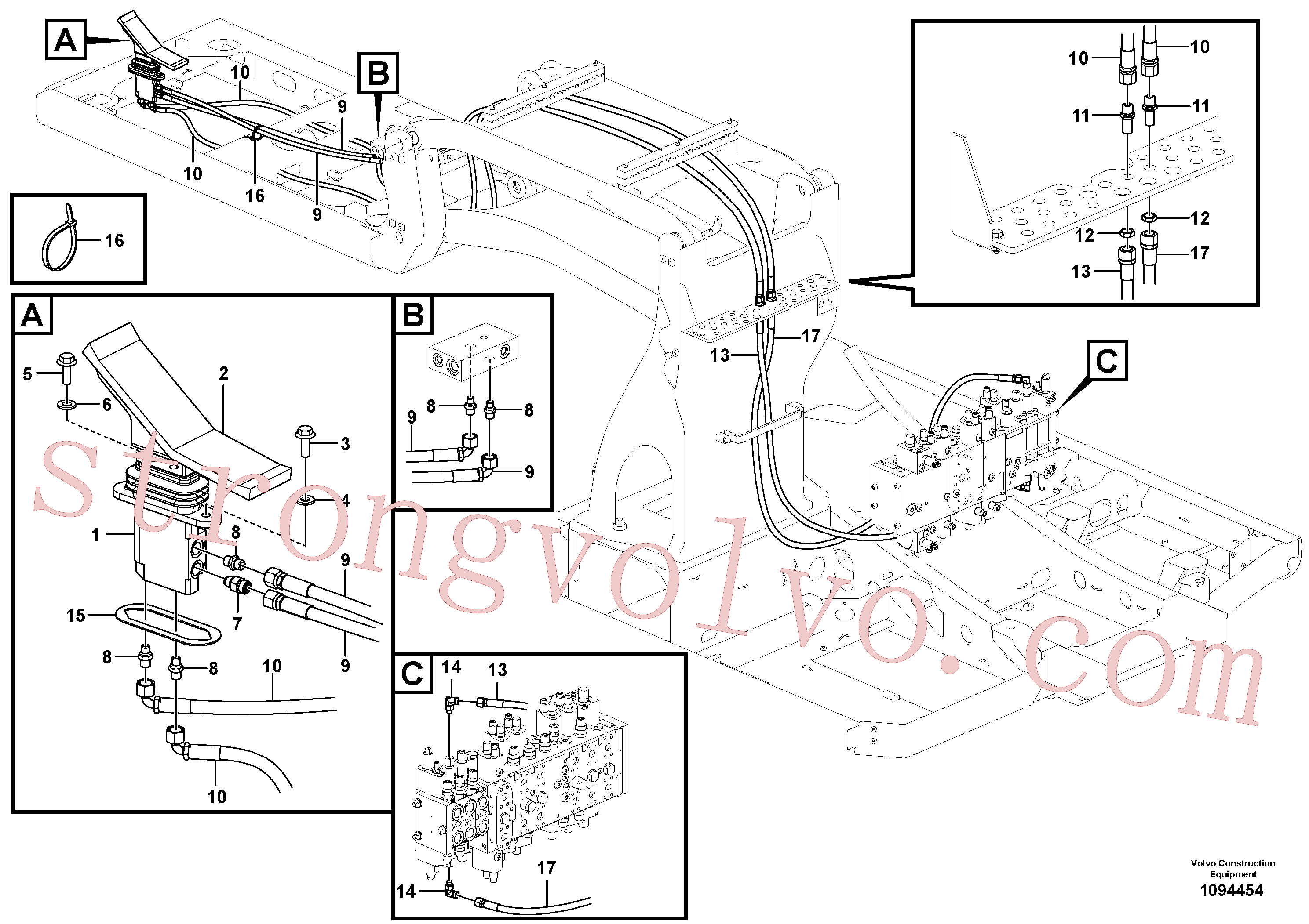 VOE936750 Volvo Sistema servomotor, válvula de comando para pedal da válvula de comando(1094454 Montagem)