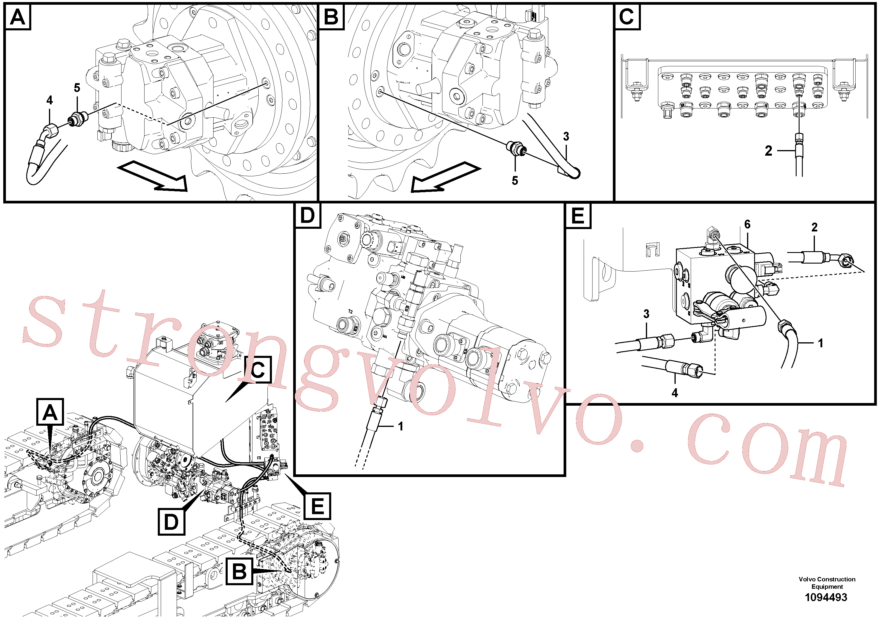 VOE938280 Volvo Linhas de travão(1094493 Montagem)