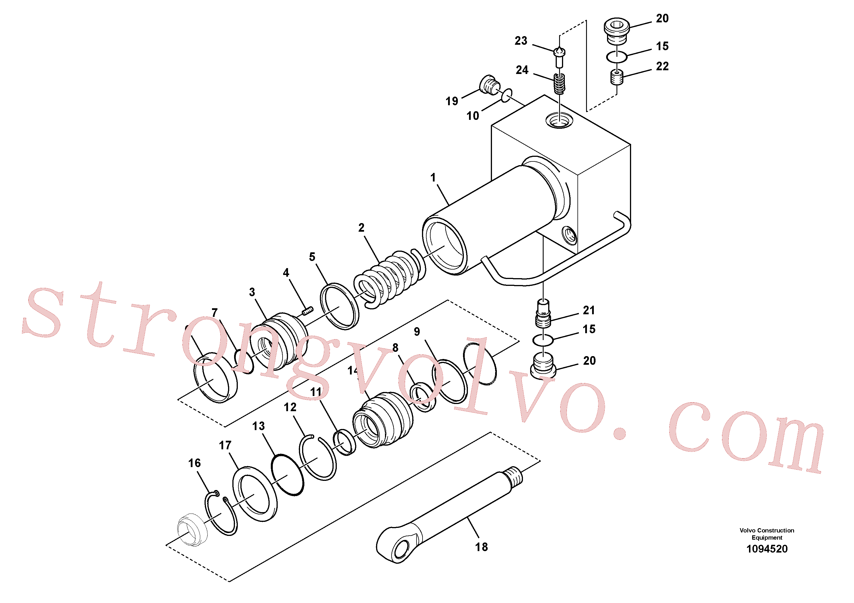 VOE14523110 Volvo Cilindro de encaixe rápido(1094520 Montagem)