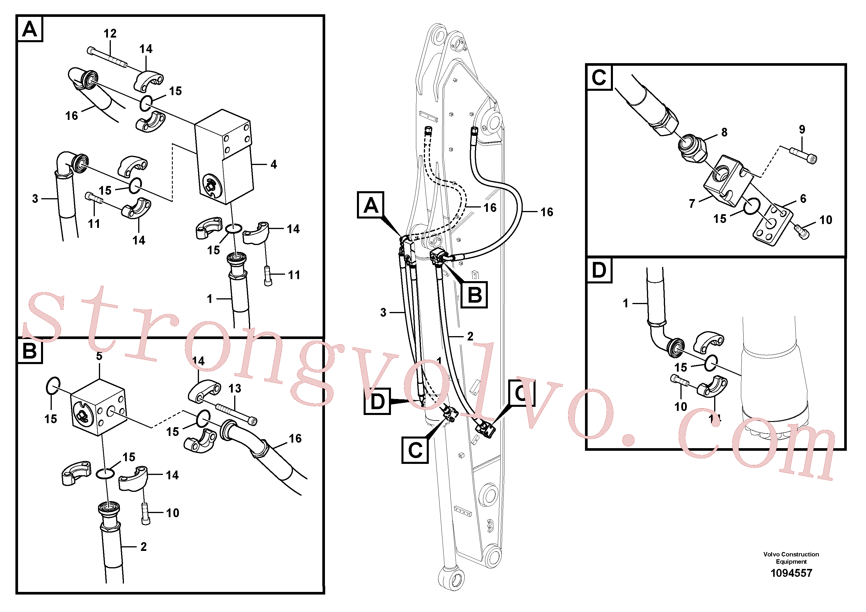 VOE14714010 Volvo Hidráulica de serviço, mandíbula do cilindro do balde(1094557 Montagem)
