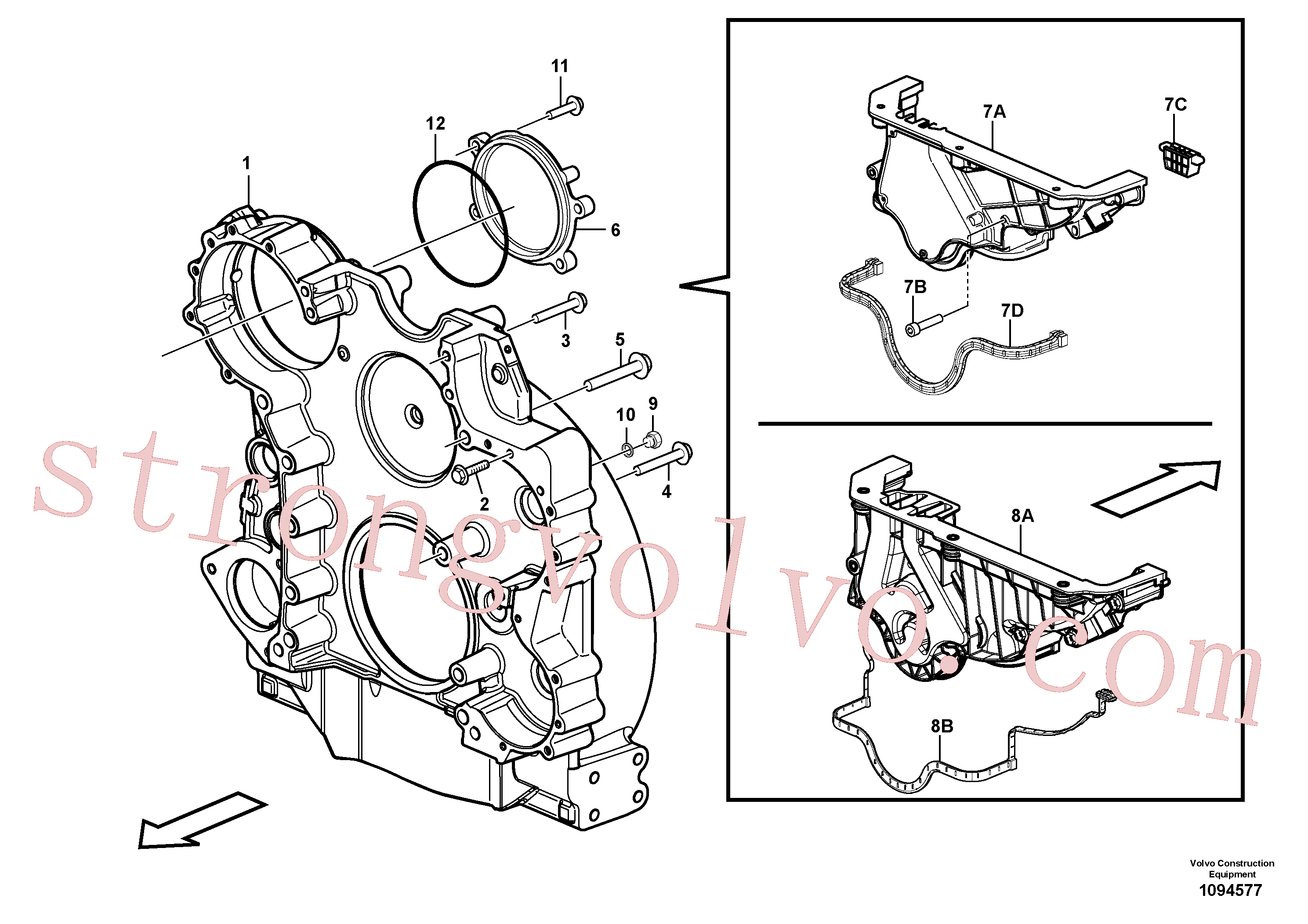 VOE968592 Volvo Alojamento do volante do motor(1094577 Montagem)