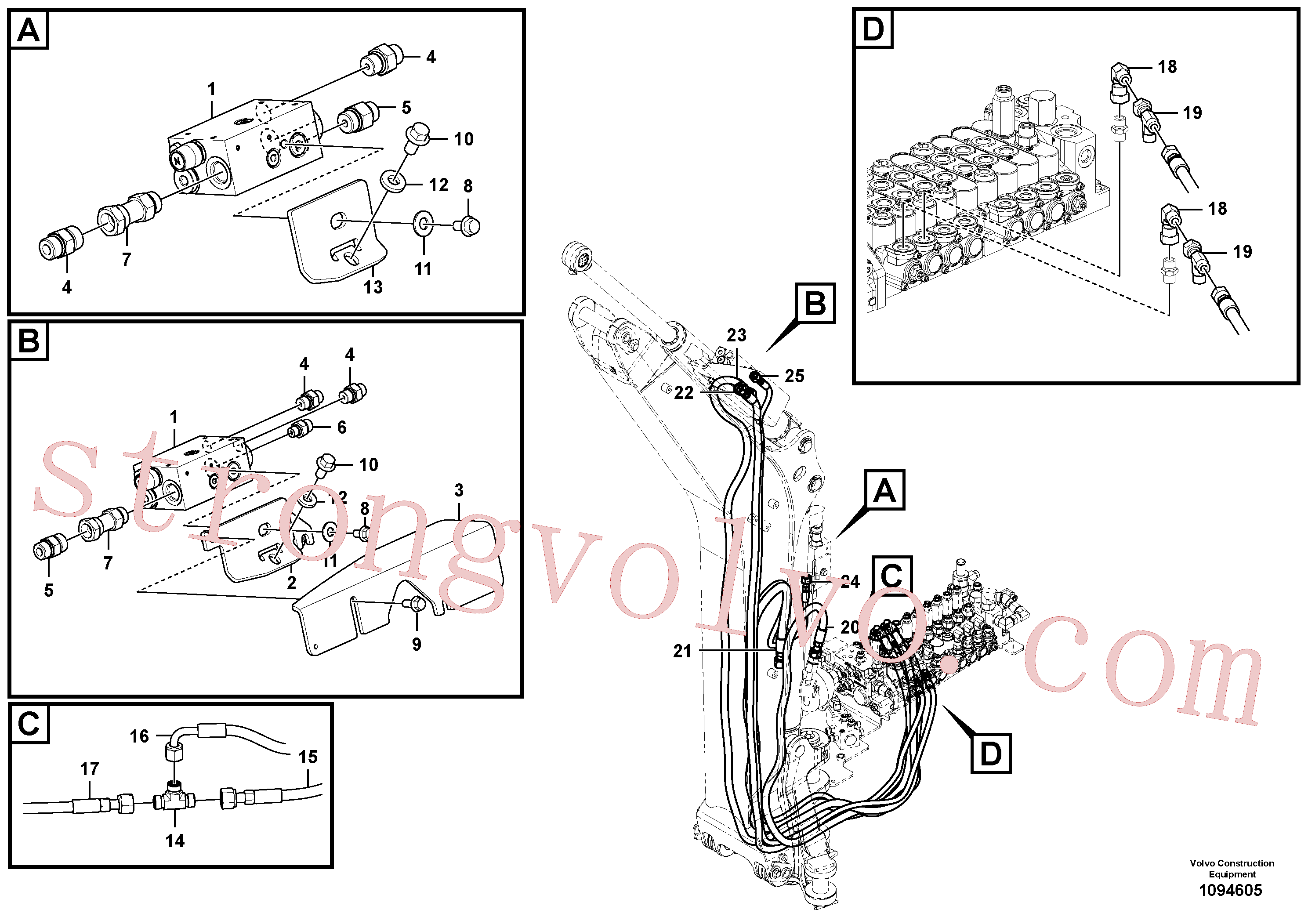 VOE15621023 Volvo Hidráulica de serviço, válvulas(1094605 Montagem)