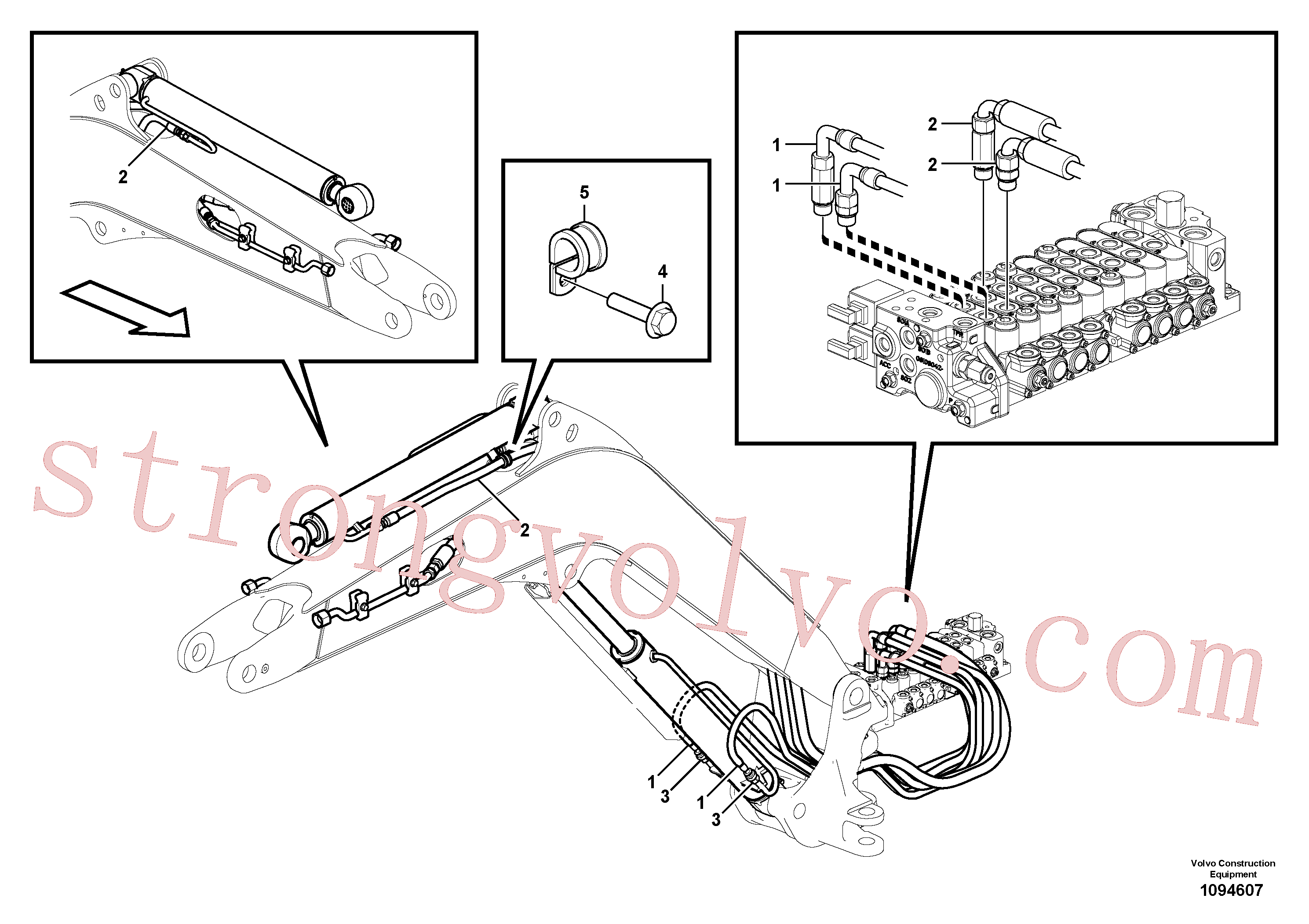 VOE15622155 Volvo Hidráulica de serviço, lança(1094607 Montagem)