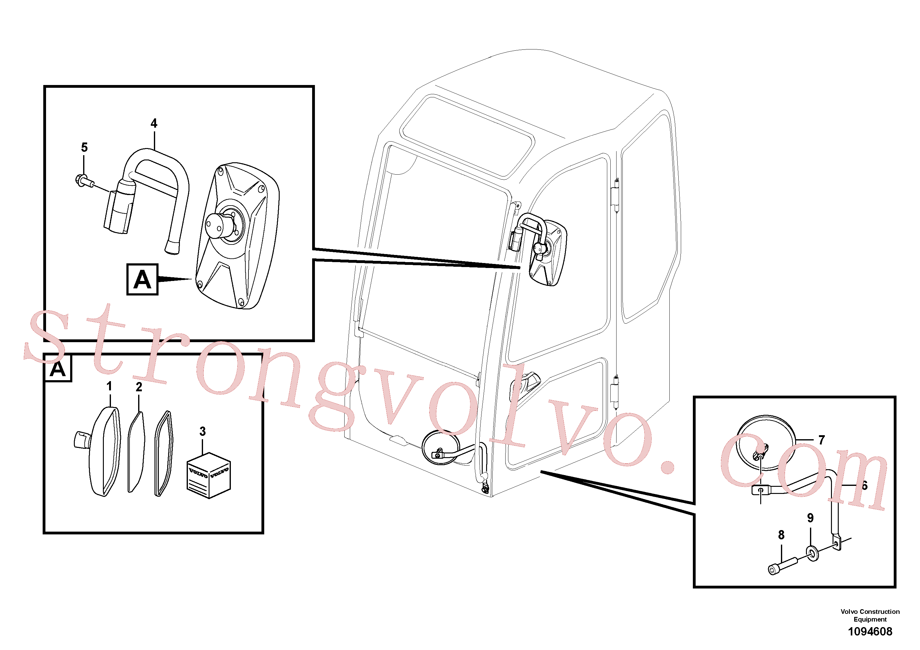 VOE997856 Volvo Espelho retrovisor(1094608 Montagem)