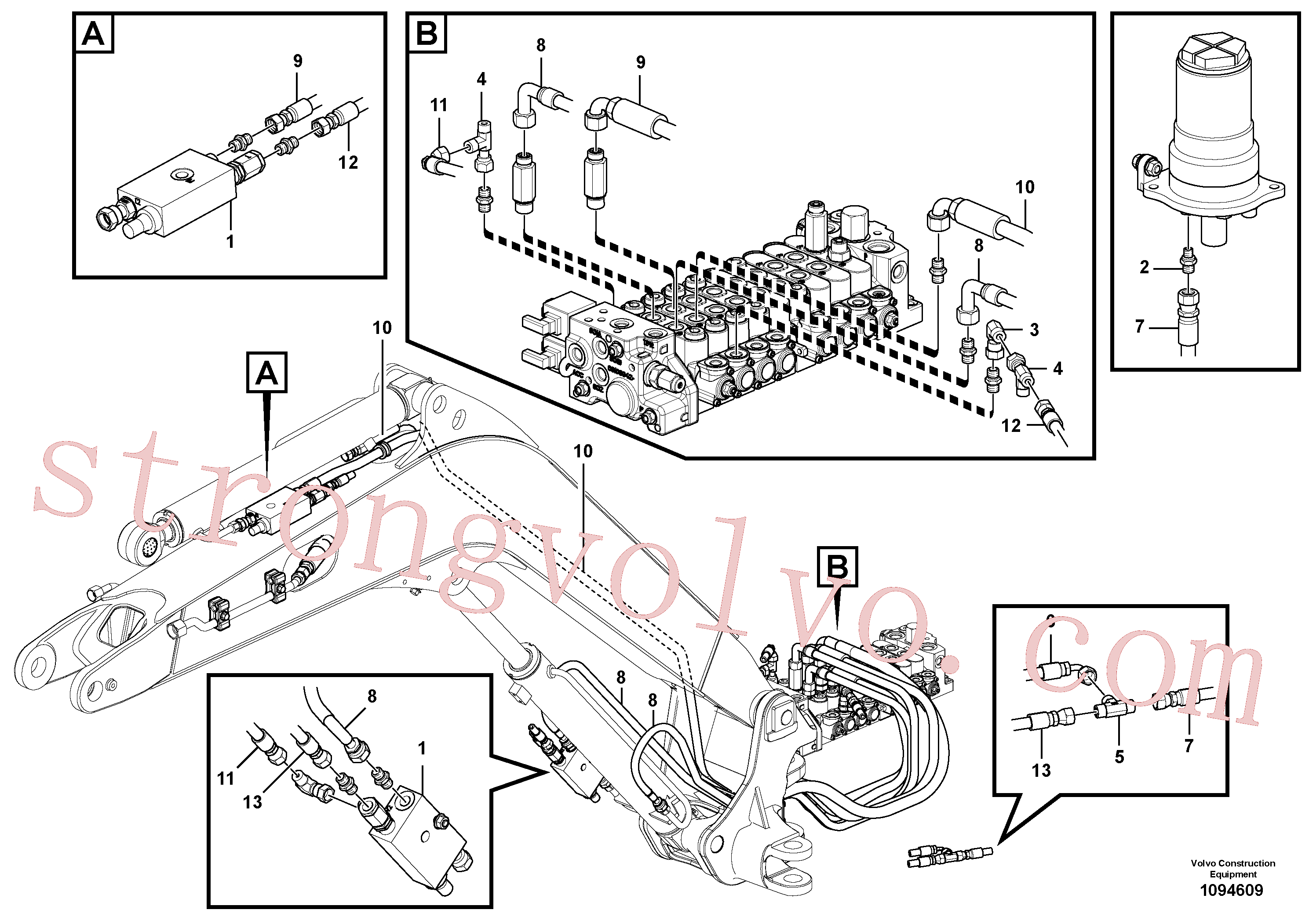 VOE15114421 Volvo Hidráulica de serviço, válvulas(1094609 Montagem)
