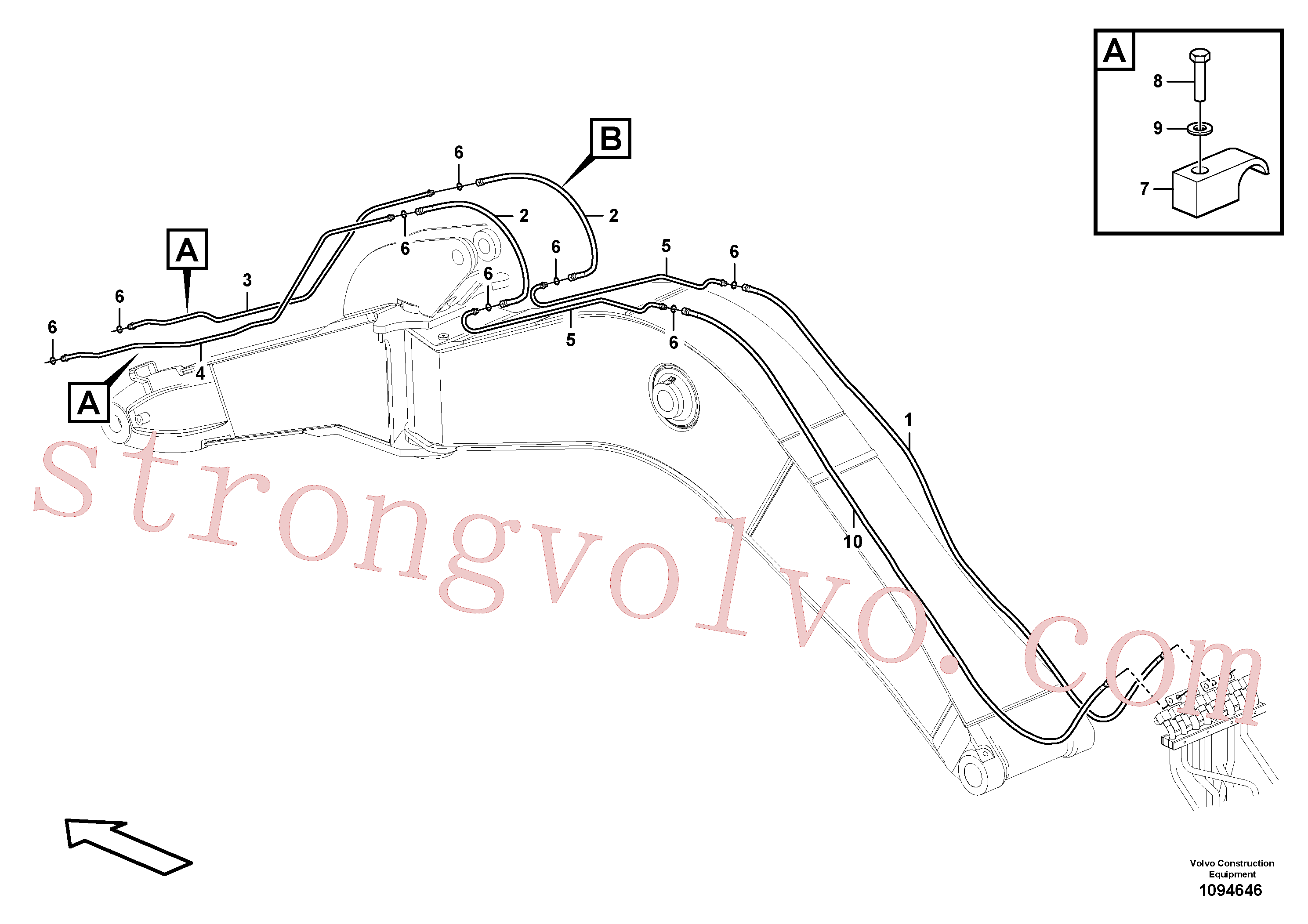 VOE936914 Volvo Sistema hidráulico, rotador para lança de deslocamento mono(1094646 Montagem)