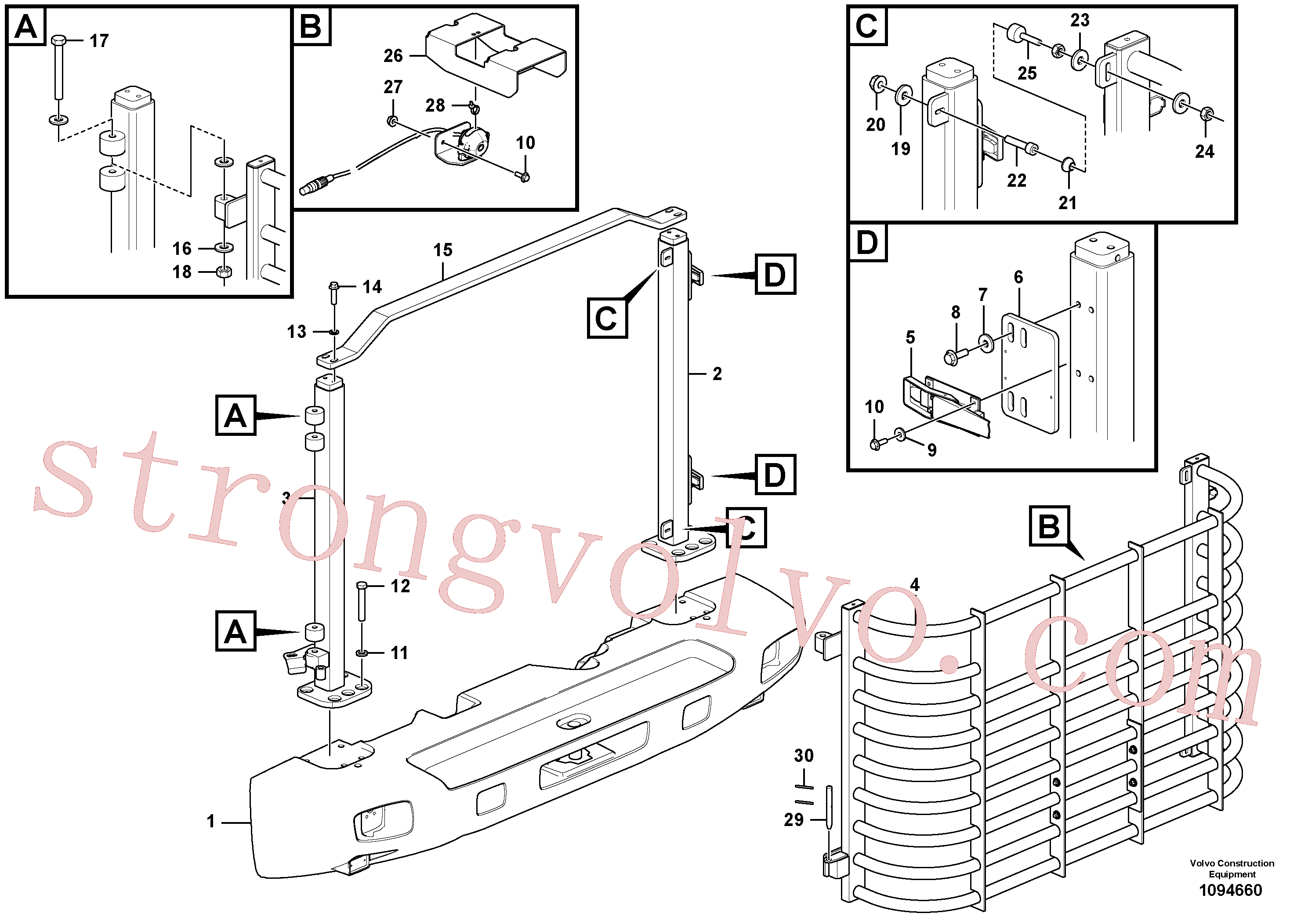 VOE992961 Volvo Radiador, Kylare.(1094660 Montagem)