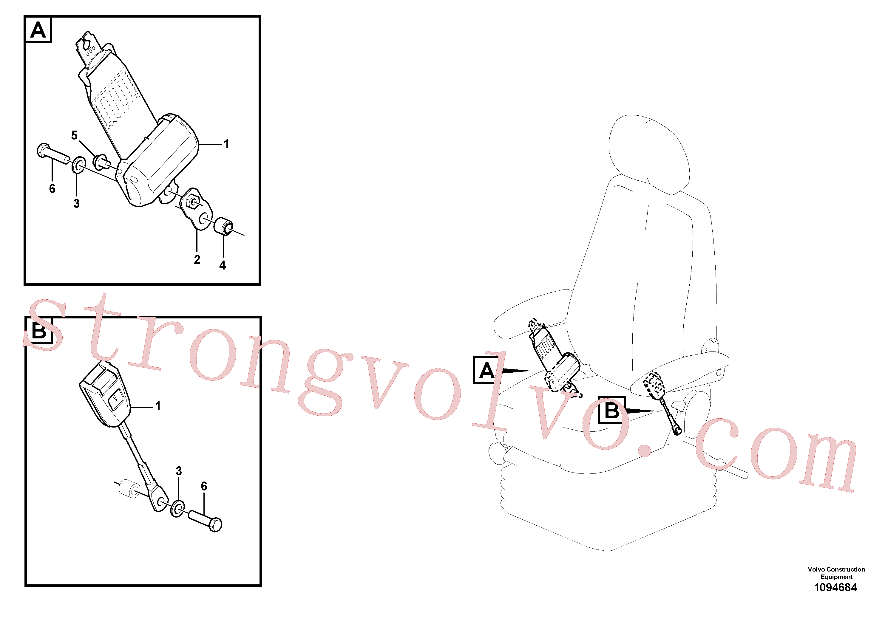 VOE60113258 Volvo Instalação de cinto de segurança(1094684 Montagem)