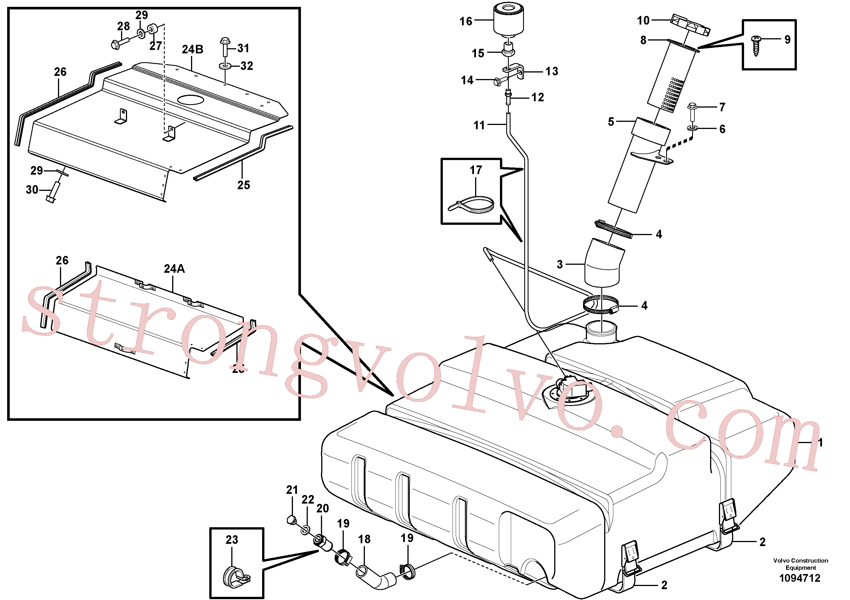 VOE955127 Volvo Depósito de combustível com acessórios(1094712 Montagem)
