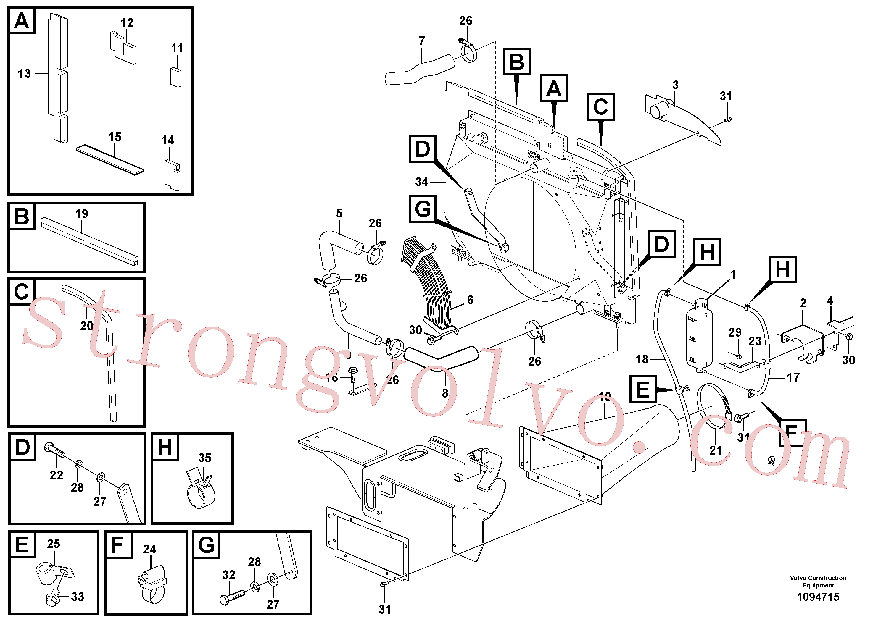 VOE14883765 Volvo Sistema de arrefecimento(1094715 Montagem)