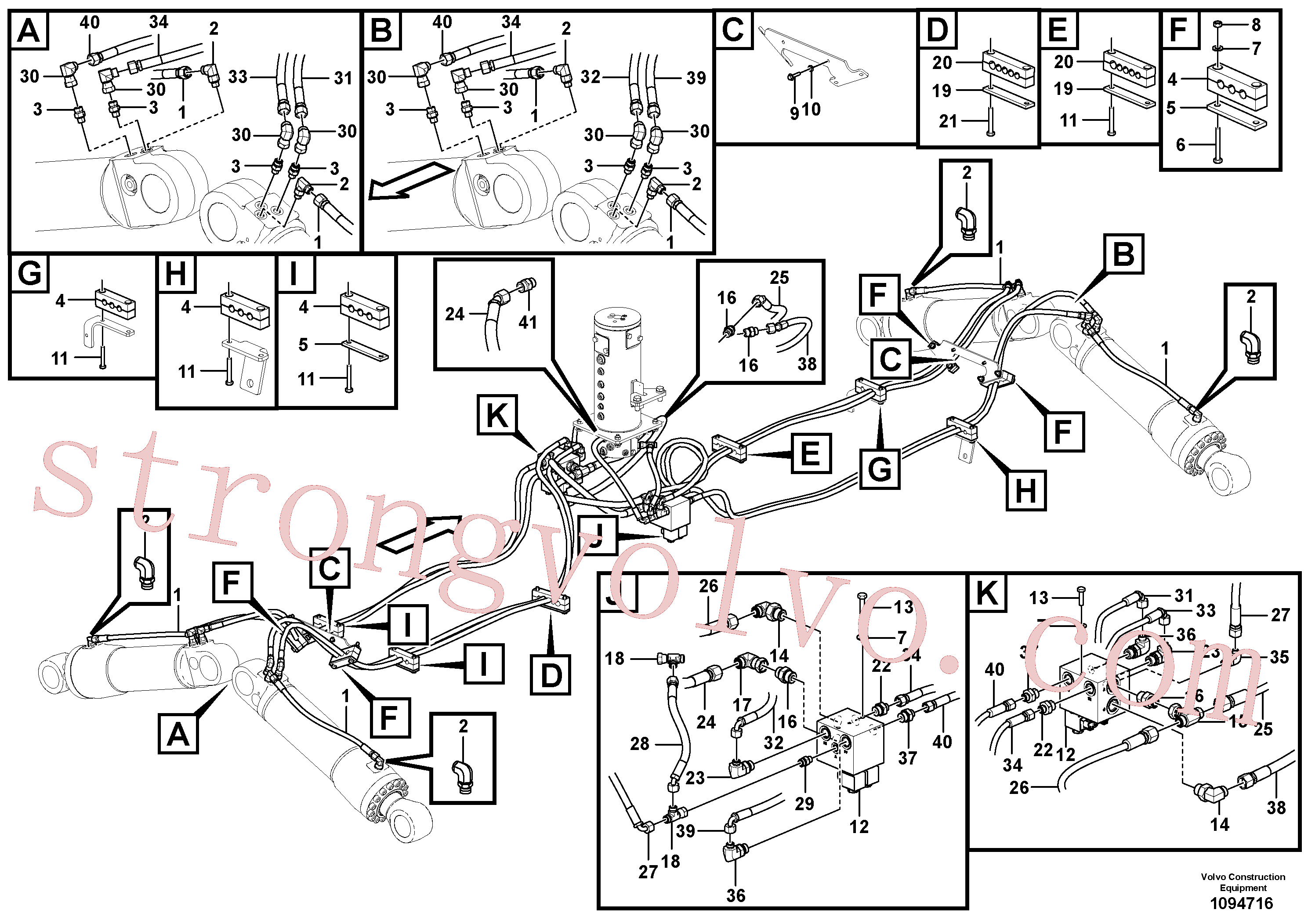 VOE937099 Volvo Hidráulica de serviço, extensor dianteiro e traseiro(1094716 Montagem)