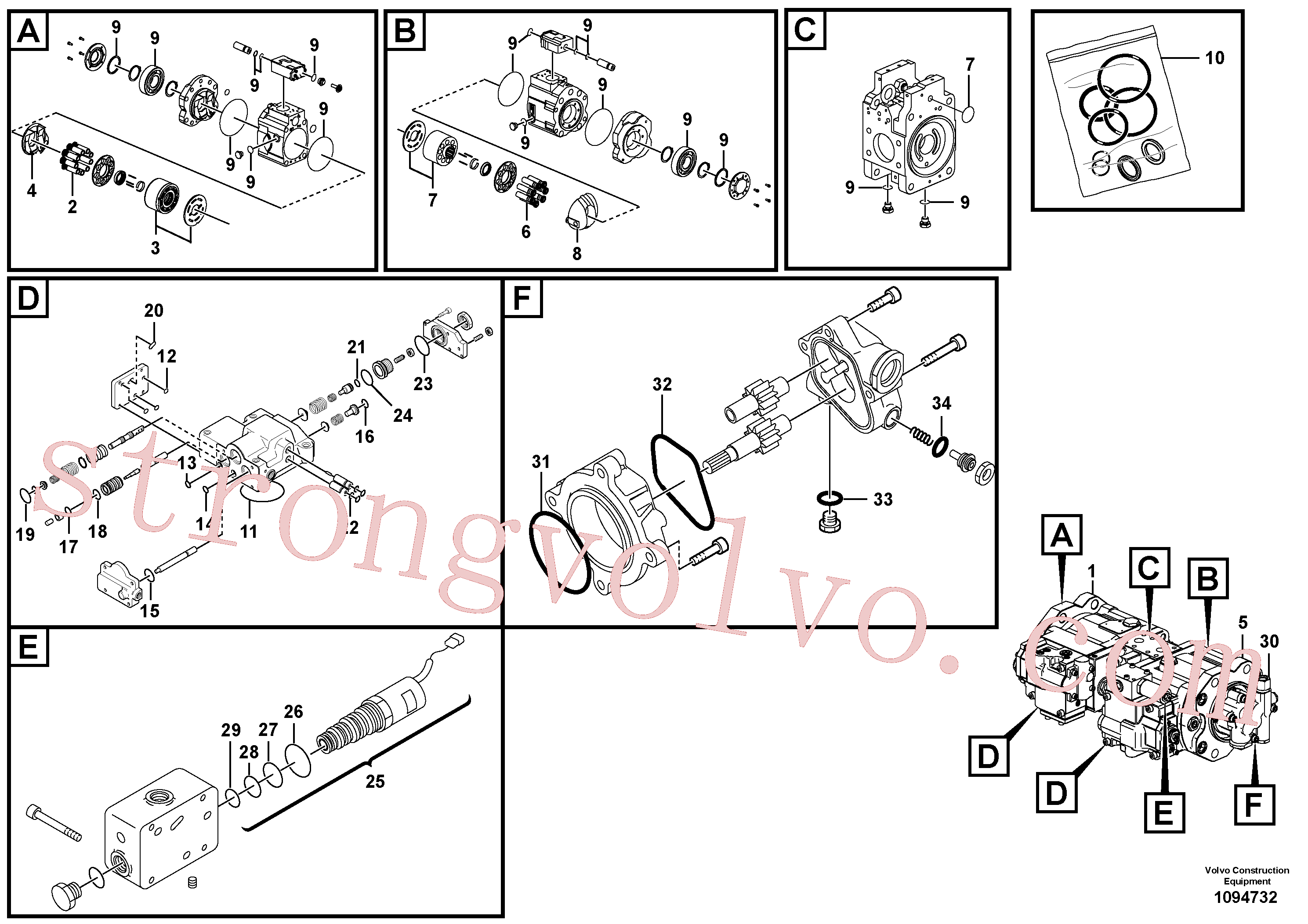 VOE14550198 Volvo Bomba hidráulica(1094732 Montagem)