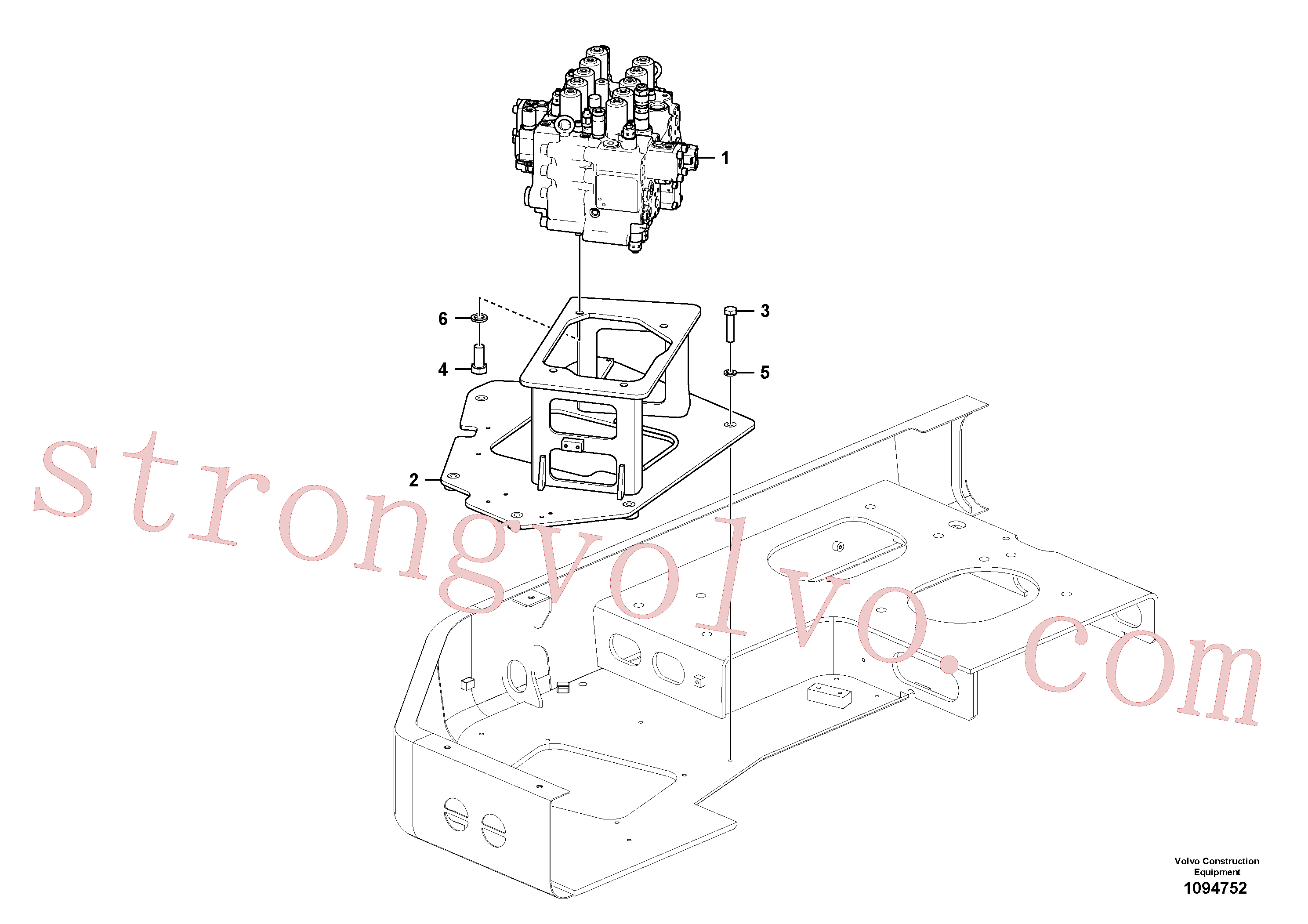 VOE14732881 Volvo Válvula de comando com acessórios.(1094752 Montagem)