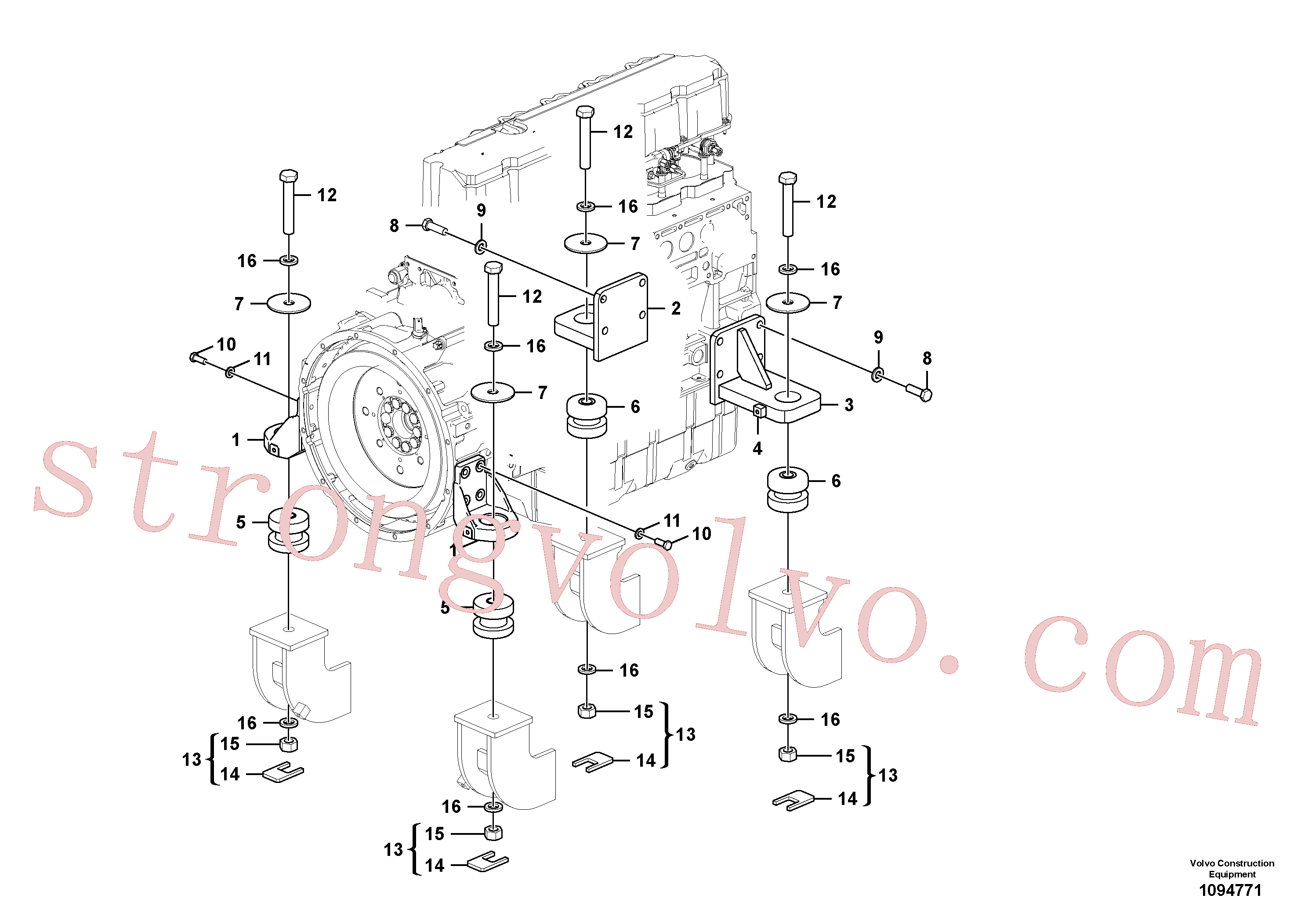 VOE997842 Volvo Apoio do motor(1094771 Montagem)