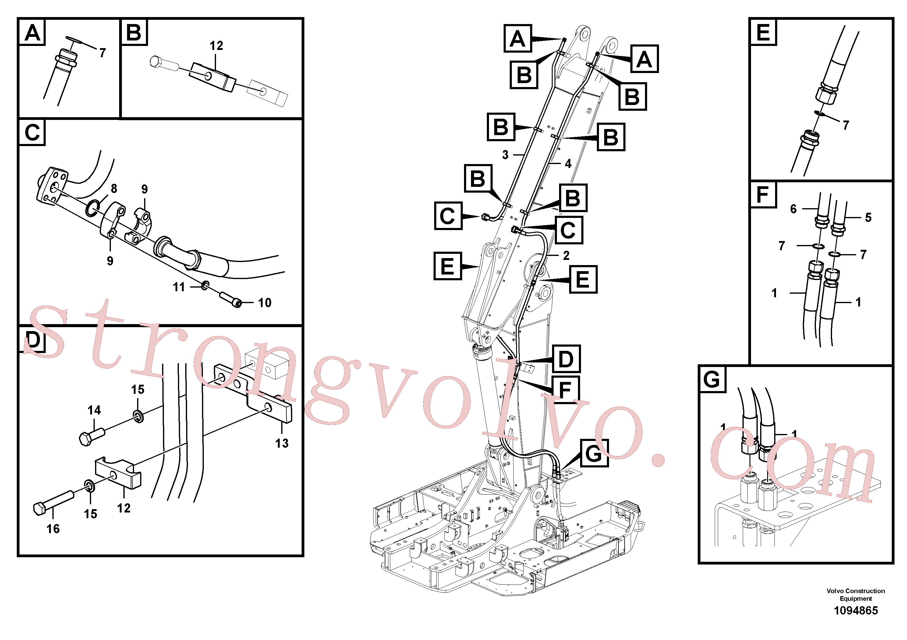 VOE14650863 Volvo Hidráulica de serviço, martelo e cortador para lança(1094865 Montagem)