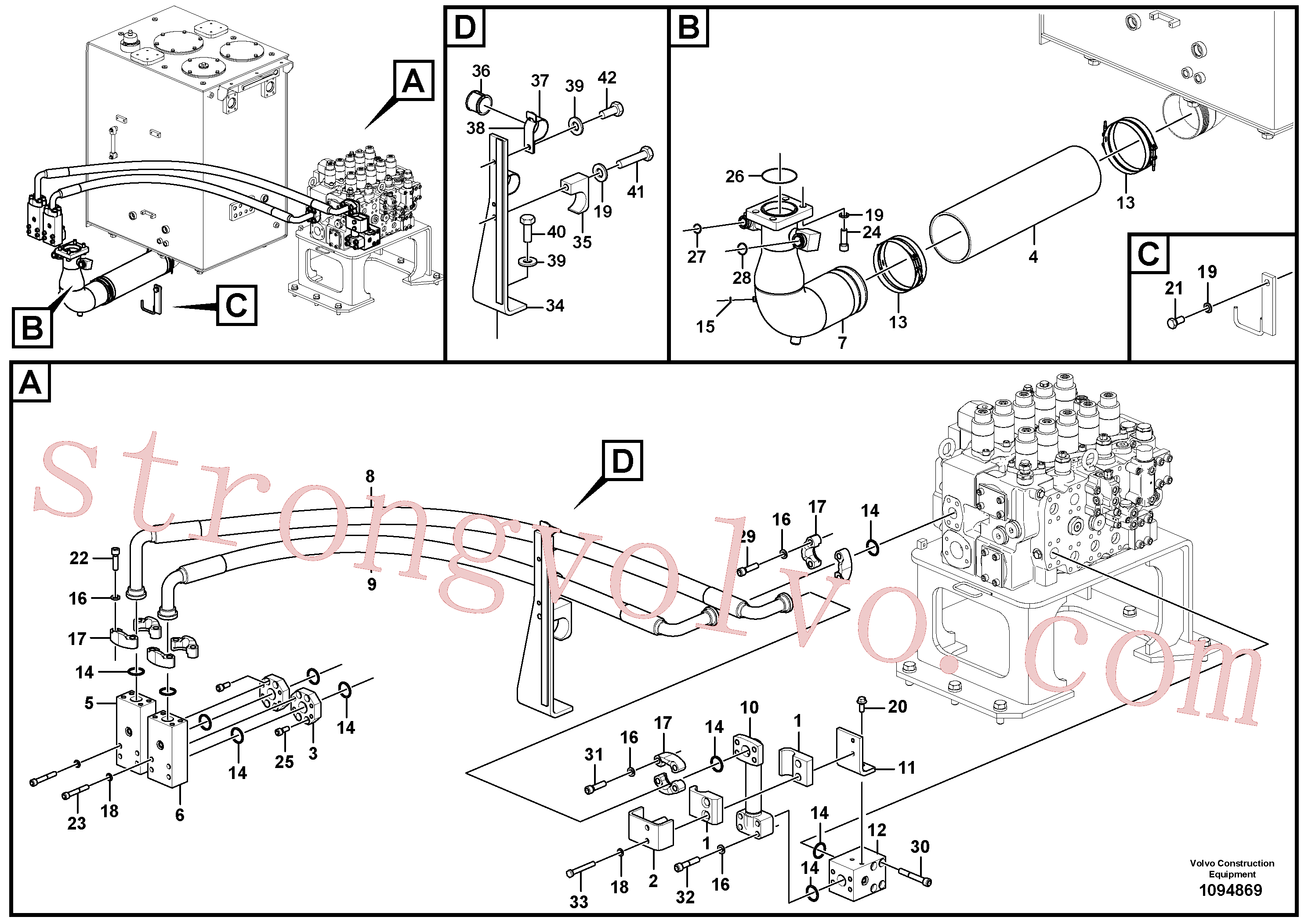 VOE981607 Volvo Sistema hidráulico, tanque hidráulico para a bomba hidráulica(1094869 Montagem)