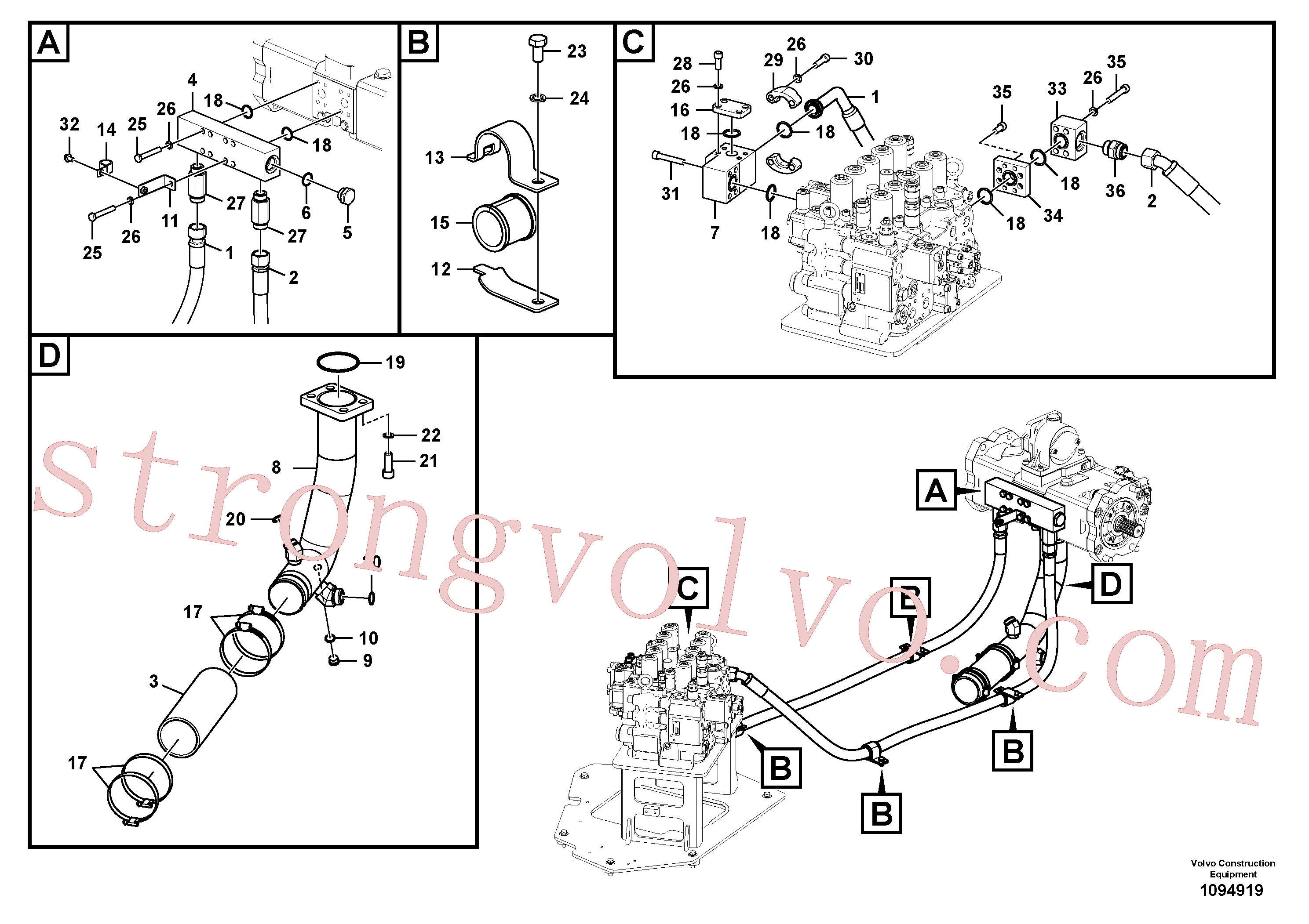 VOE60110033 Volvo Sistema hidráulico, tanque hidráulico para a bomba hidráulica(1094919 Montagem)